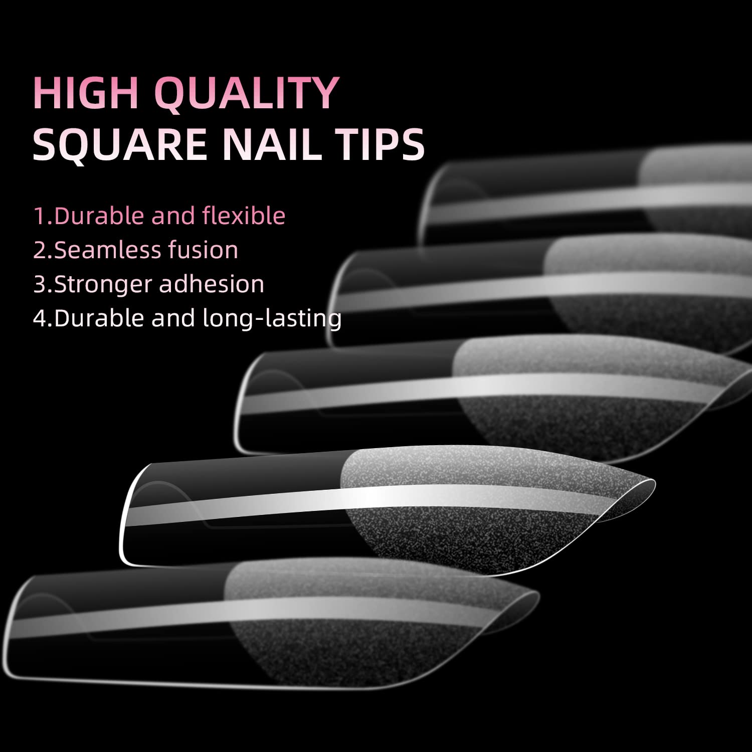 Daily Charme Gel Nail Extension Tips (Coffin Medium, Blush) 500 pcs, 10 Sizes, Pre-shaped Extension Tips, False Nails Gel Tips for Gel Nail Polish Soak Off, Easy DIY Press On Nails