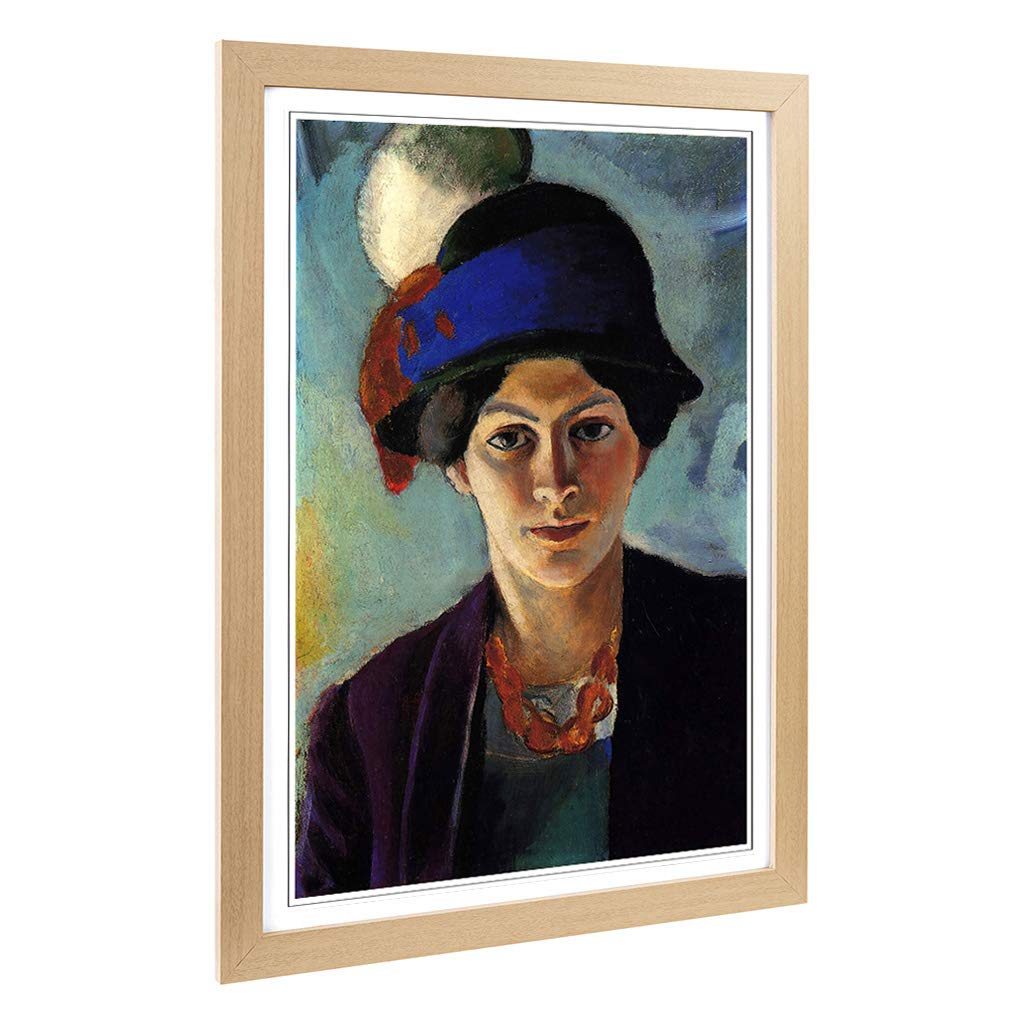Big Box Art Framed Print of August Macke Portrait of a Woman Design | Wall Art Picture | Home Decor for Kitchen, Living Room, Bedroom, Hallway, Oak, A2 / 24.5x18 Inch / 62x45cm