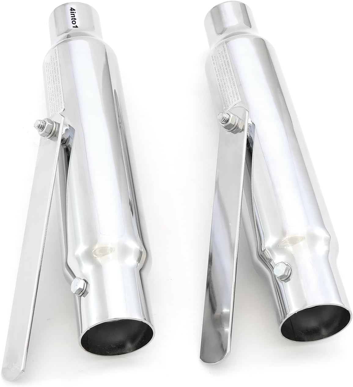 2 Pack Chrome Shorty Mufflers Cafe Chopper Motorcycle - I.D 1.50" or 1.75" Reversible - Length 12"