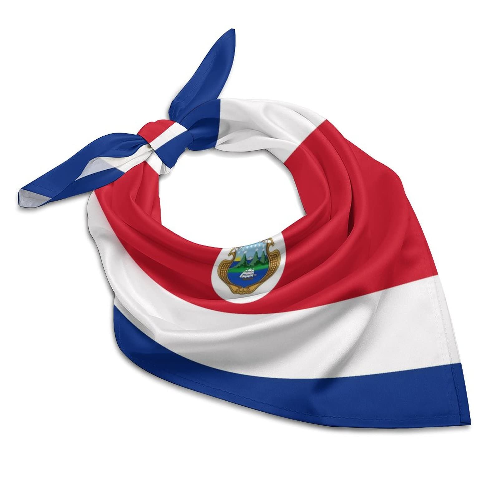 Costa Rica Rican Flag Vintage Silk-Like Square Scarf Soft Bandanas Print Face Mask Headwear Handkerchiefs 25