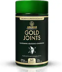Gold Joints Adamah - Colágeno Tipo 2 + Glucosamina + Condroitina e Cúrcuma - Suplemento para Articulações e Joelho - Fórmula Completa - 60 Cápsulas