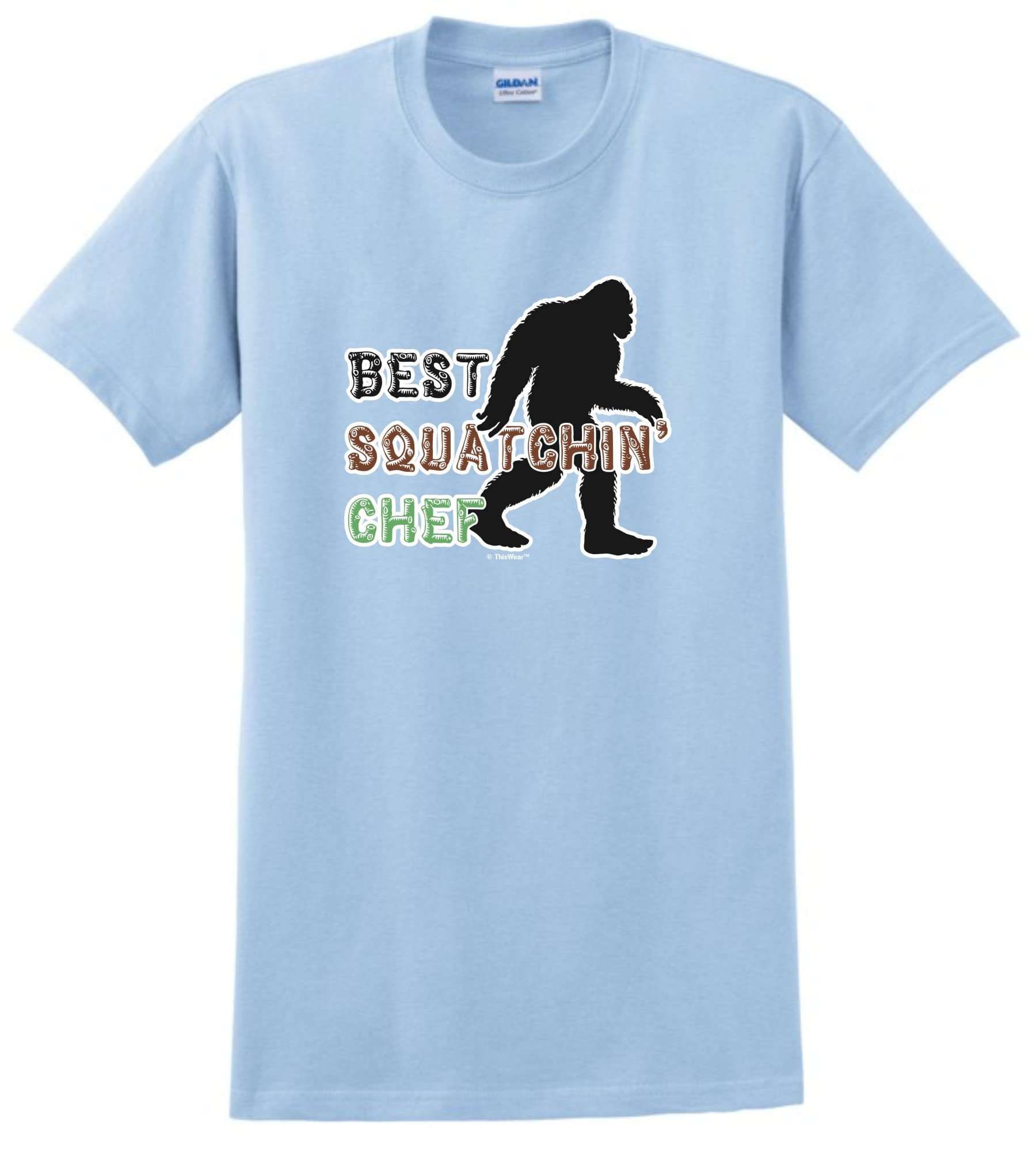 Sasquatch Shirt for Men Best Squatchin Chef Short Sleeve T-Shirt 2X-Large Light Blue