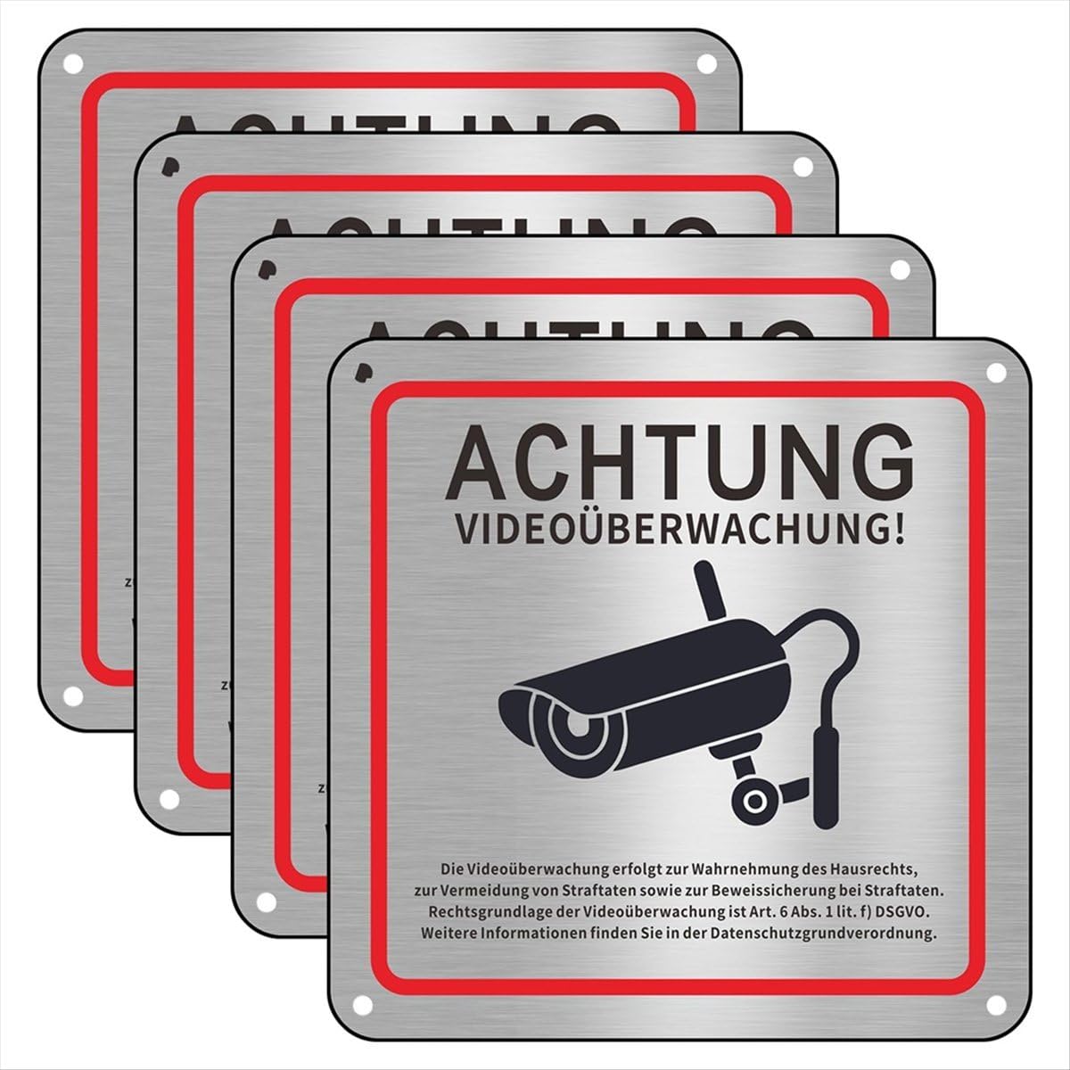 Sankaka Video Surveillance Sign, Private Property, 15 X cm Metal Warning Sign 4pack
