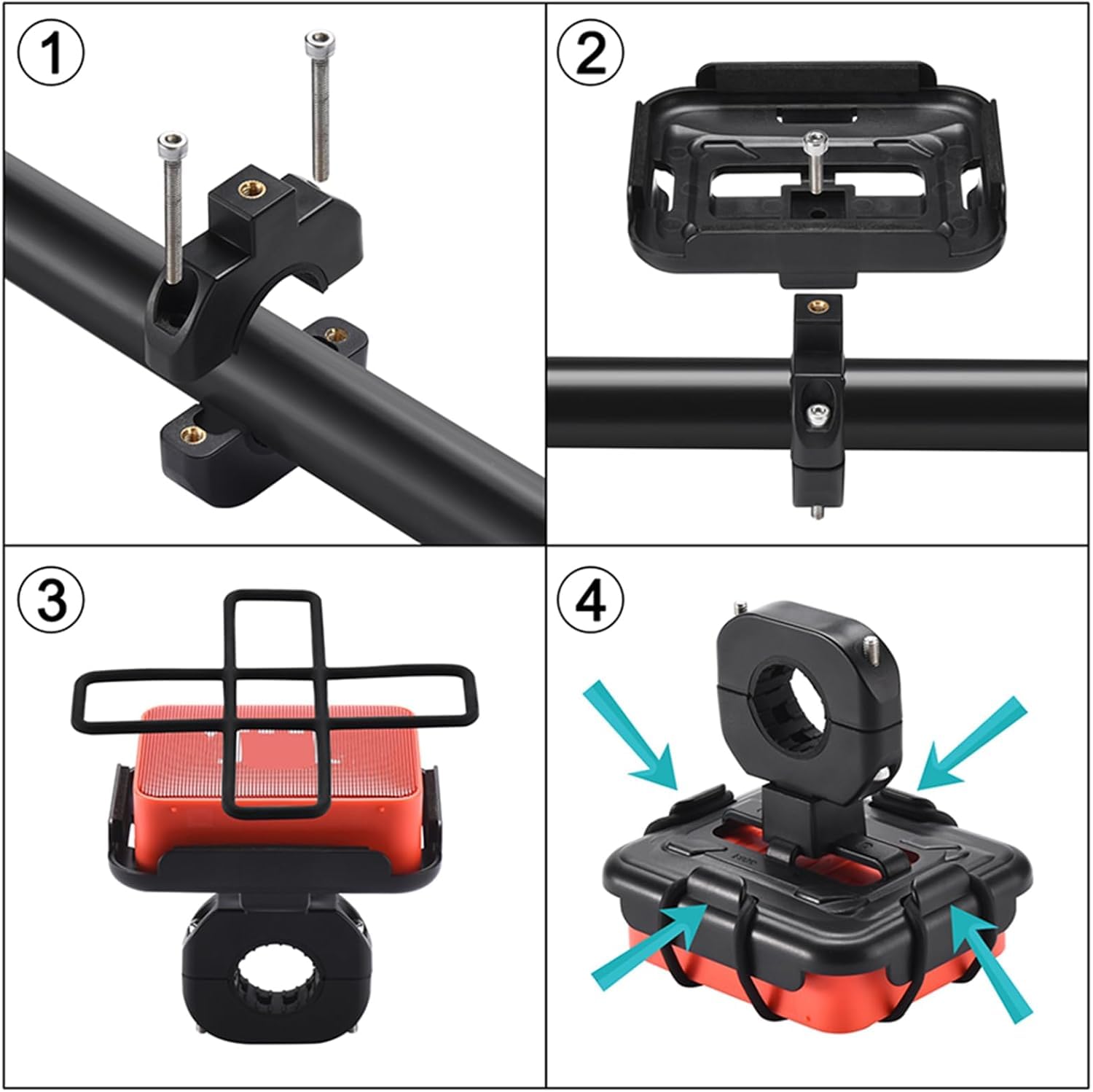 Staffa di montaggio per manubrio bici audio Bluetooth per altoparlante JBL GO 4/GO 3/GO 2, supporto per bicicletta moto scooter staffa di montaggio universale set