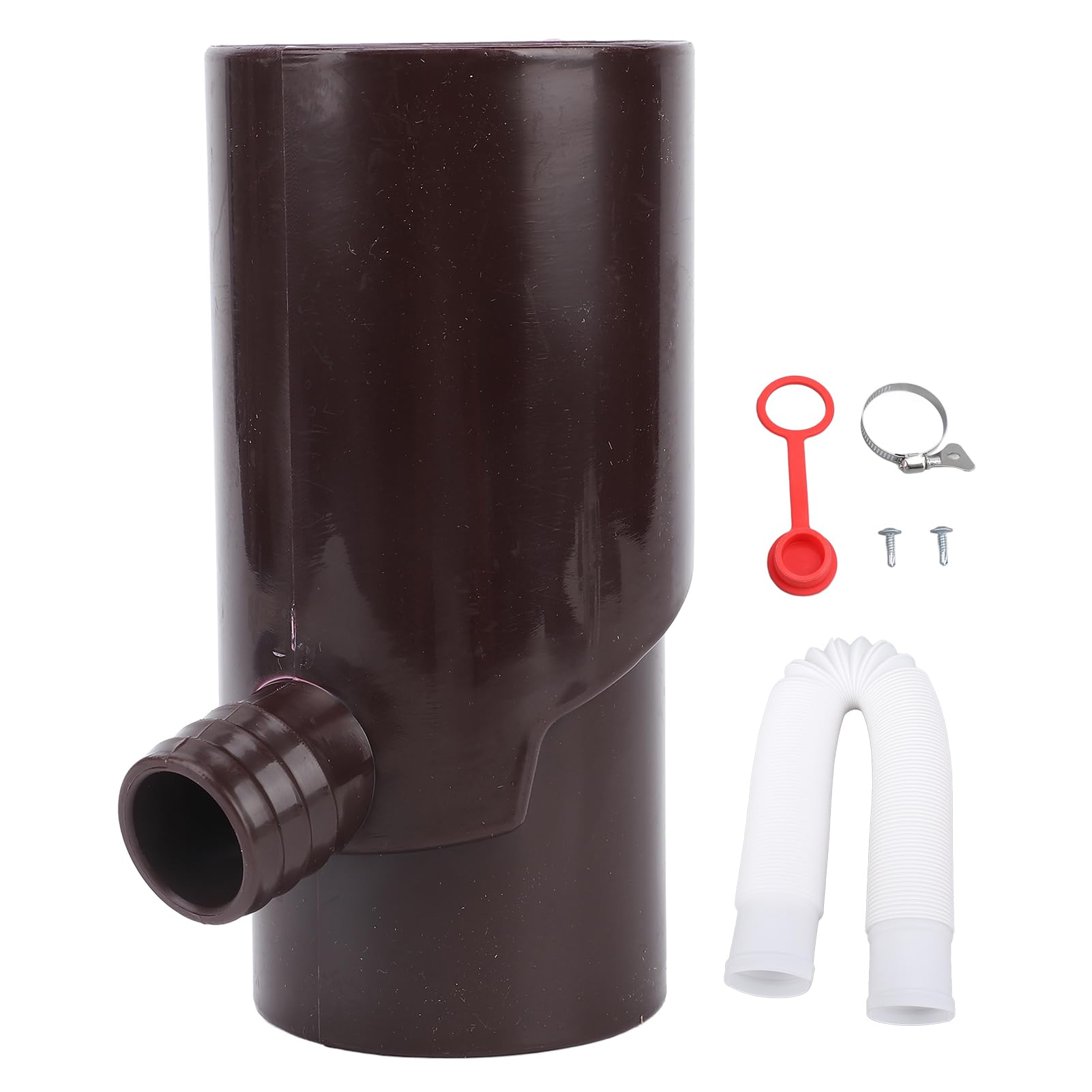 CAGUYLONA Rainwater Diverter Rainwater Collection System, 8cm Round Downspout Diverter for Rain Irrigation and Aquarium Use, Includes Hose Clamp and Seal Plug (Brown)