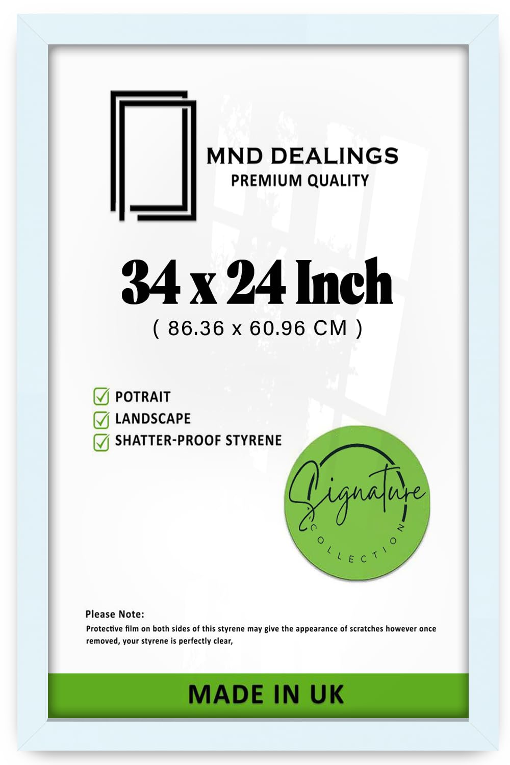 MND Dealings | MDF Picture Frame (86.36 x 60.96 CM) Ideal for Art, Home, Office & Room Interior, 34X24 Inch Premium Wood for a Sleek & Durable Look [ White ]