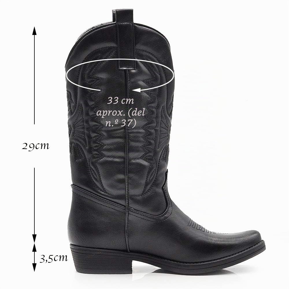 Botas tejanas de mujer, estilo vaquero western con punta, camperas étnicas DT-16 Size: