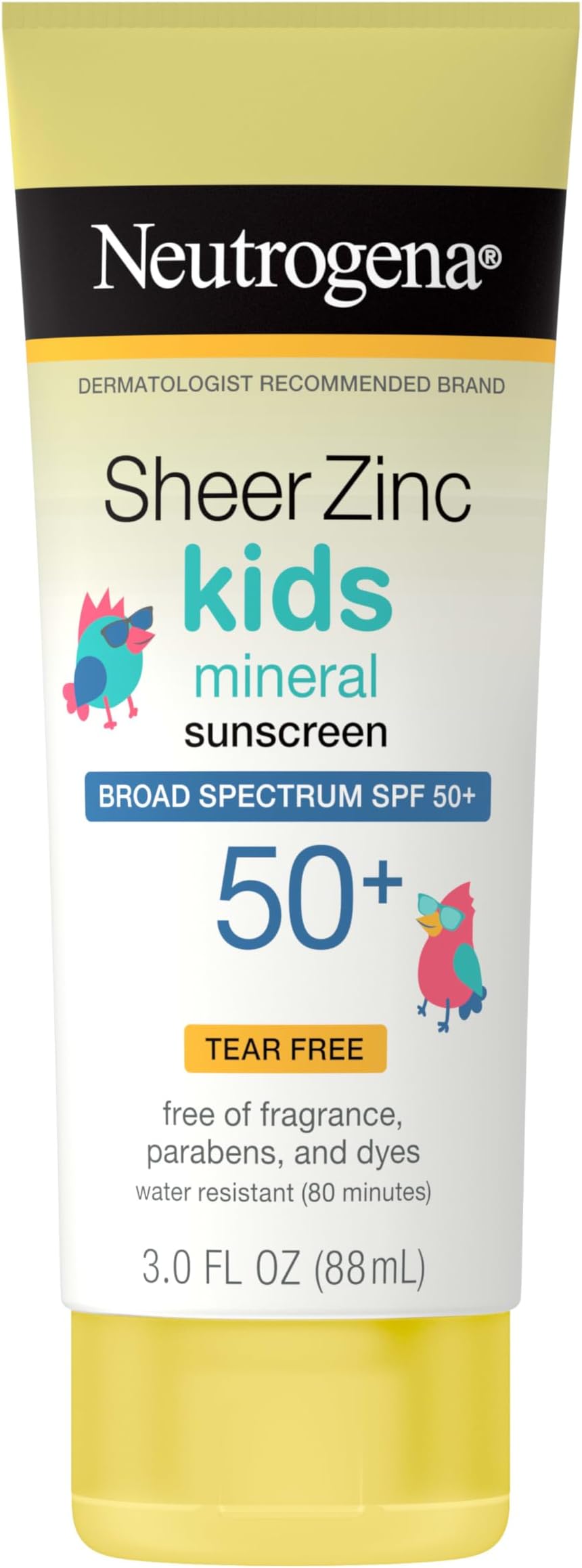 Sheer Zinc Oxide Kids Mineral Sunscreen Lotion, Broad Spectrum SPF 50+ with UVA/UVB Protection, Water-Resistant for 80 Minutes, Paraben-, Dye-, Fragrance- & Tear Free, 3 fl. oz
