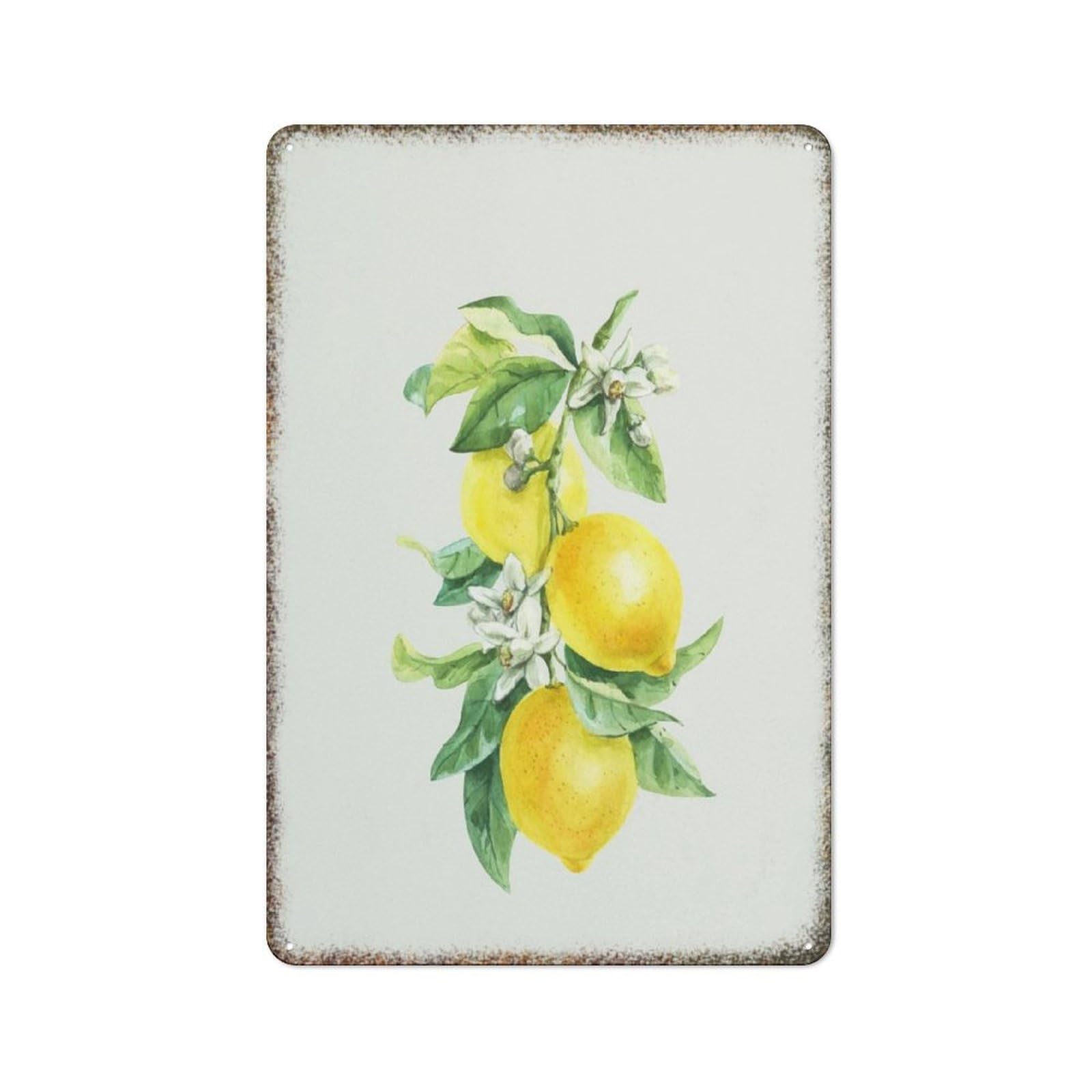 Watercolor Lemon Summer Farmhouse Home Kitchen Rustic Wall Decor Print 8x12 inch