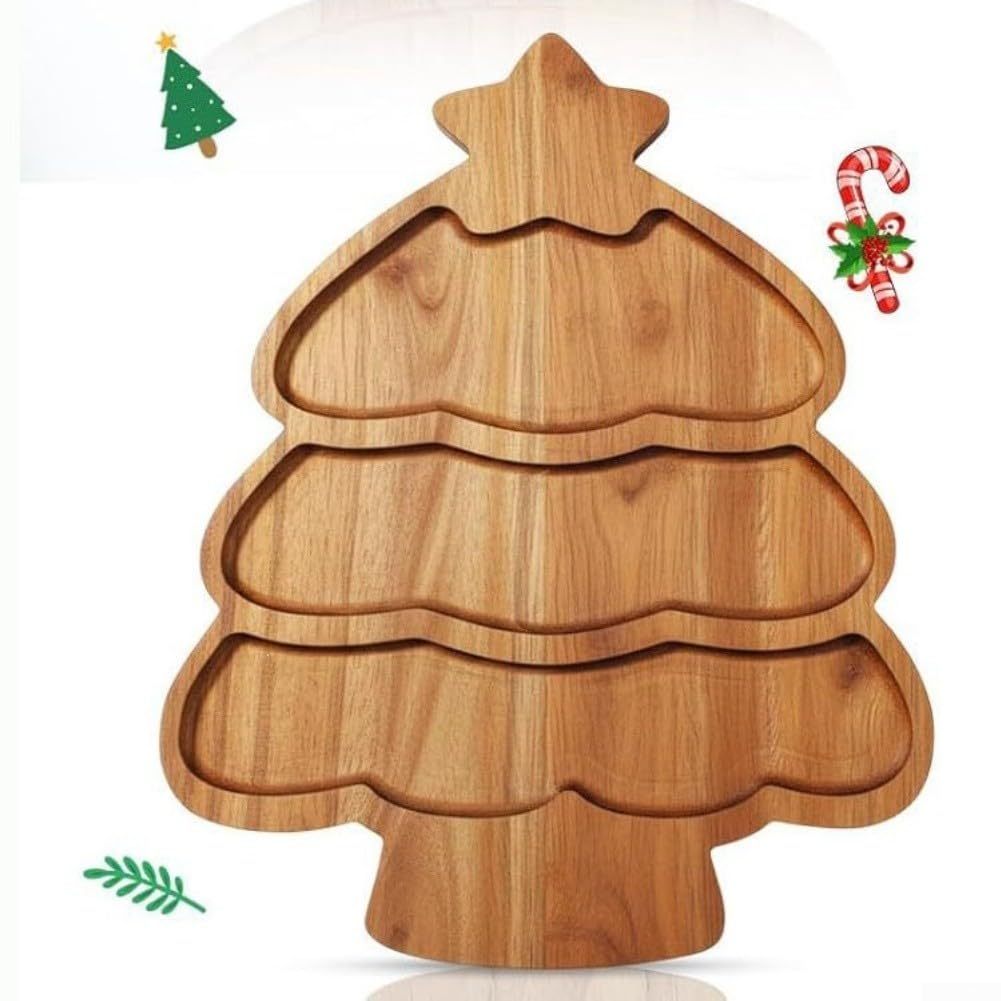 Weihnachts Holztablett Set 4-tlg Acacia Holzbrett