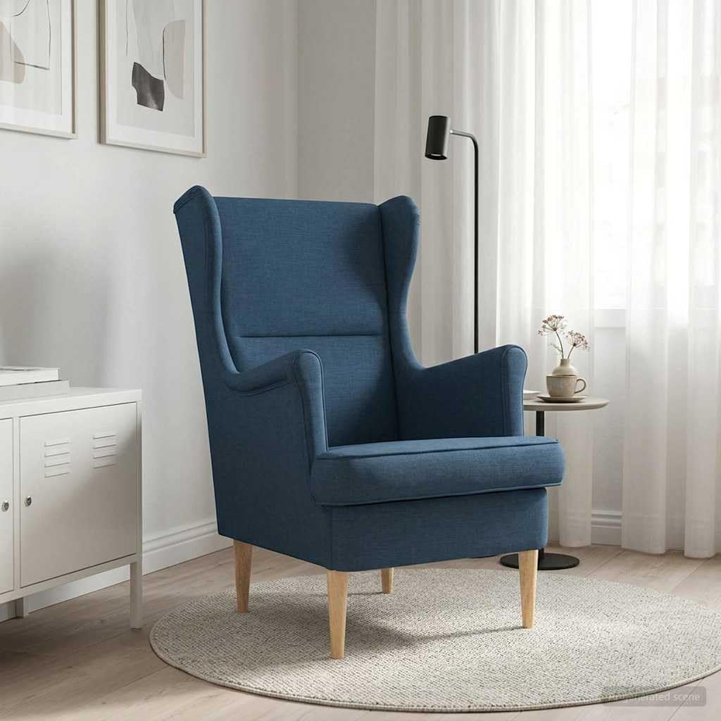 Comoda poltrona in tessuto blu con schienale alto, girevole, regolabile, ergonomica, durevole, ideale per soggiorno, camera da letto, salone, con braccioli, cuscino rimovibile