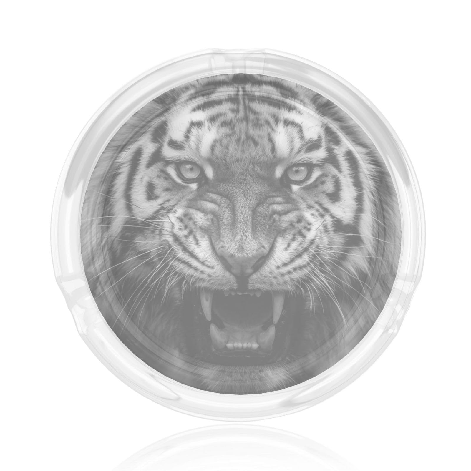 Black And White Tiger Head Fierce Eyes Glass Ashtray For Cigarettes Ash Trays Case For Home Office Decor