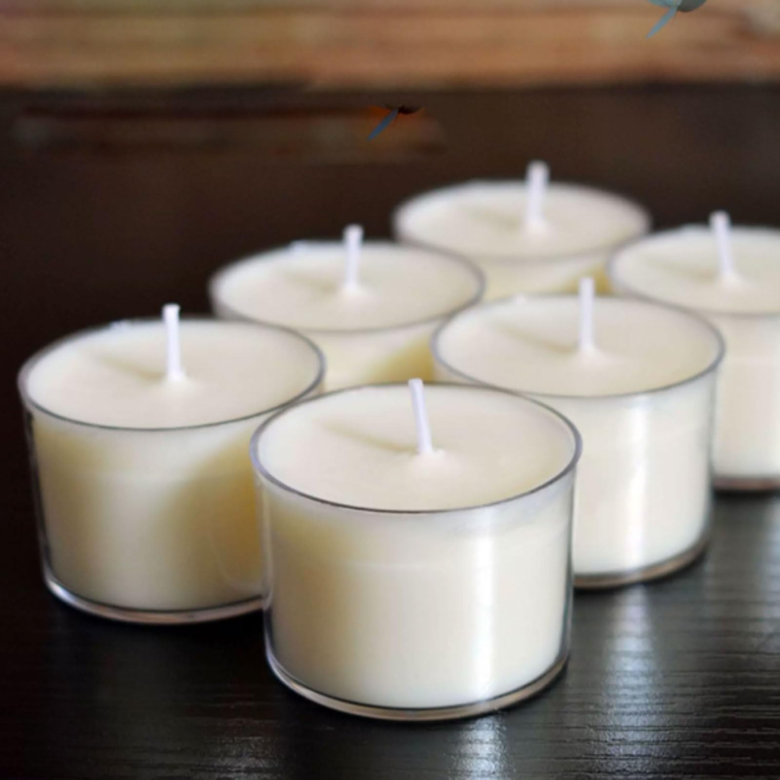 Exquisito Velas de plástico hechas con ghee vegetal Natural y mecha de algodón, velas en tarro sin perfume, quemadura limpia, 12 Uds. meloso(Weiß)