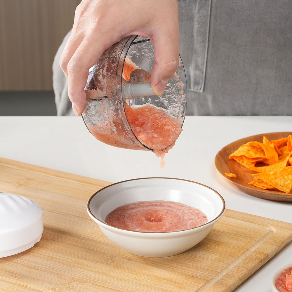Procesador manual de alimentos picador de verduras 2.3 tazas pequeño mini cuerda de tracción manual picadora de cebolla picadora de ajo con 3 cuchillas de acero inoxidable - verde