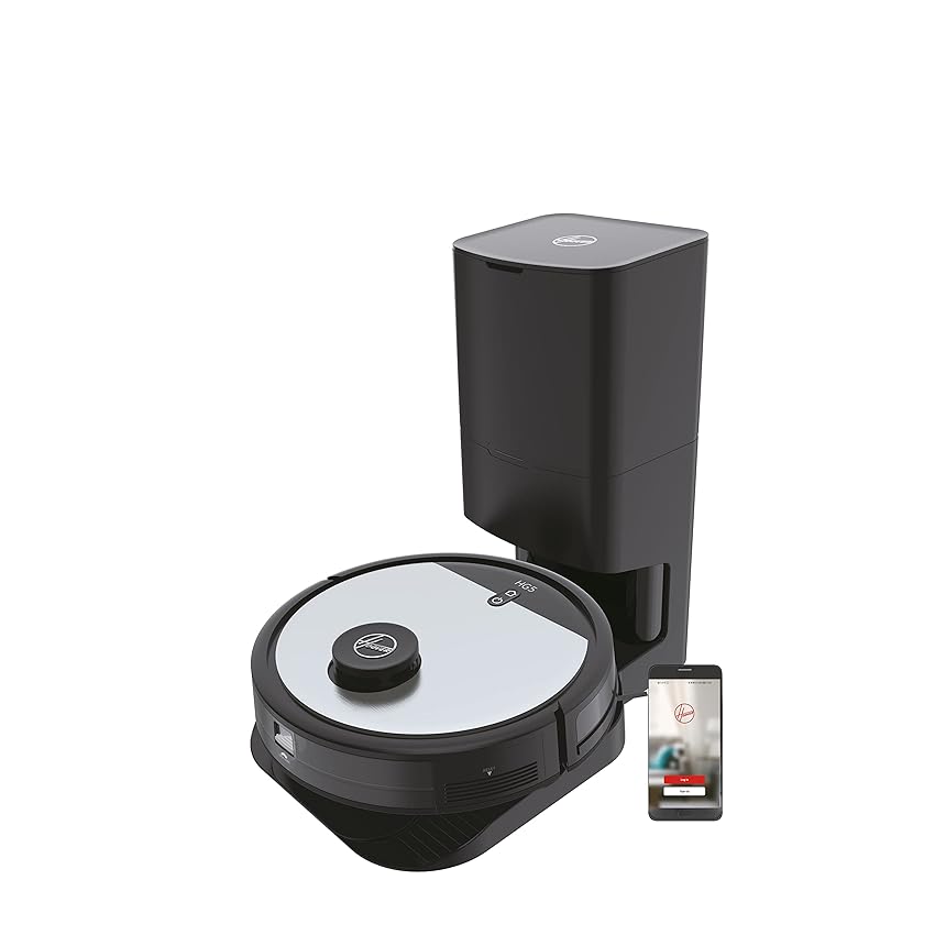 Hoover HG5 PRO Robot Aspirapolvere con Mappatura, 0,2 L, Wi-Fi, Torretta per Polvere, 5 Modalità, 1 Spazzola XL e 2 Laterali, 34x34x10,3 cm, Grigio