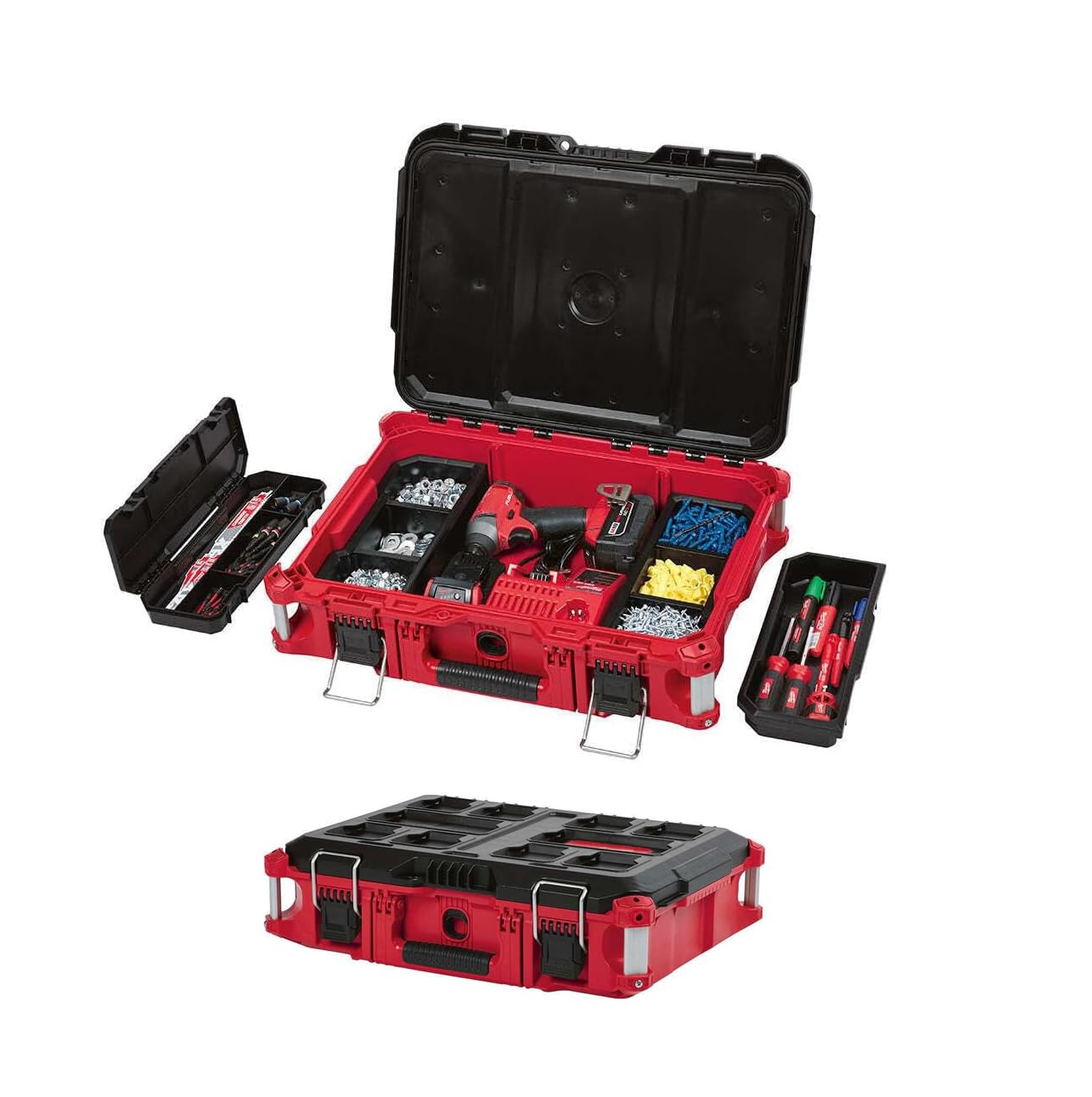 Millwavkee Portable Tool Box，Electric Tool Box Fit For Milwaukee 48-22-8424 75-Pound Capacity Polymer Packout Standard Tool Box，IP65 Rated Weather Seal