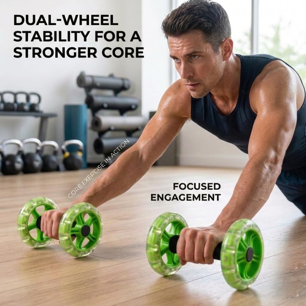 2 PCS Ab Roller Wheel Exercise Abdominal Roller Dumbbell Fitness Dual Wheel for Hand Weights Equipment for Green Fitness Device