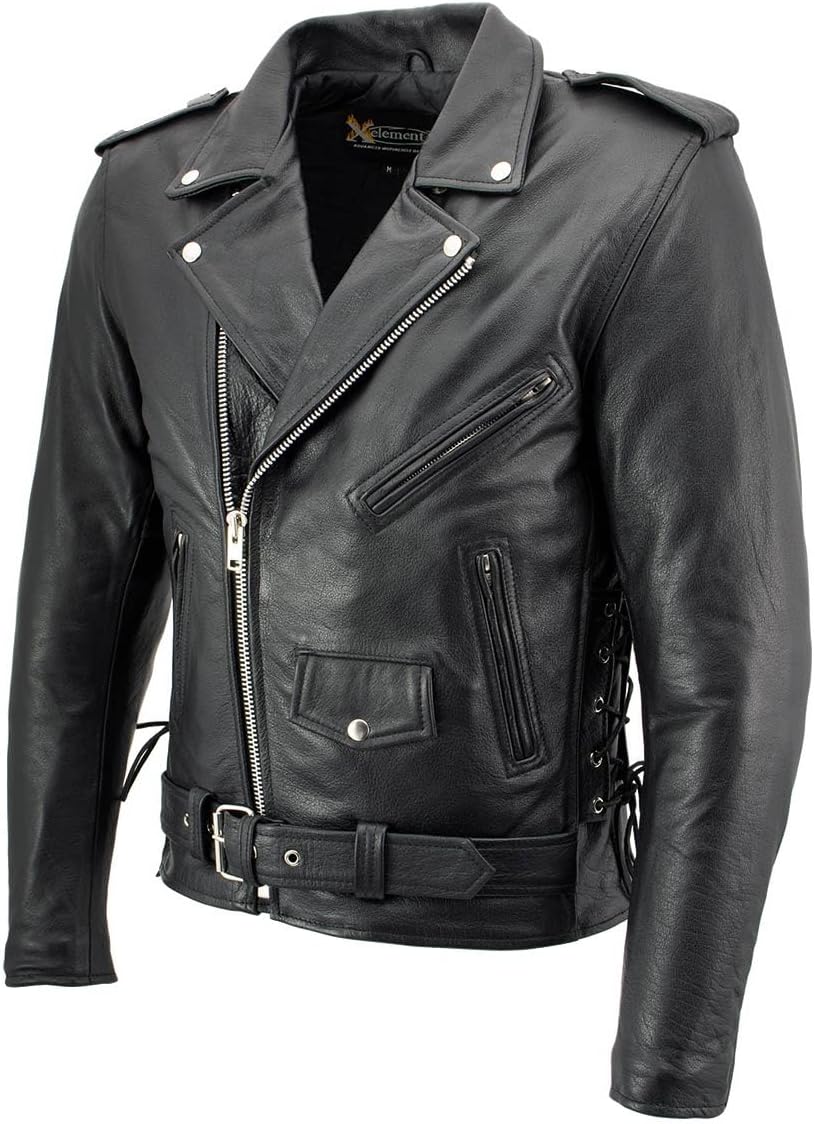 Xelement B7103 Men’s ‘Ruffian’ Classic Black Motorcycle Side Lace Leather Jacket with X-Armor Protection Xelement B7103 Men’s ‘Ruffian’ Classic Black Motorcycle Side Lace Leather Jacket with X-Armor Protection