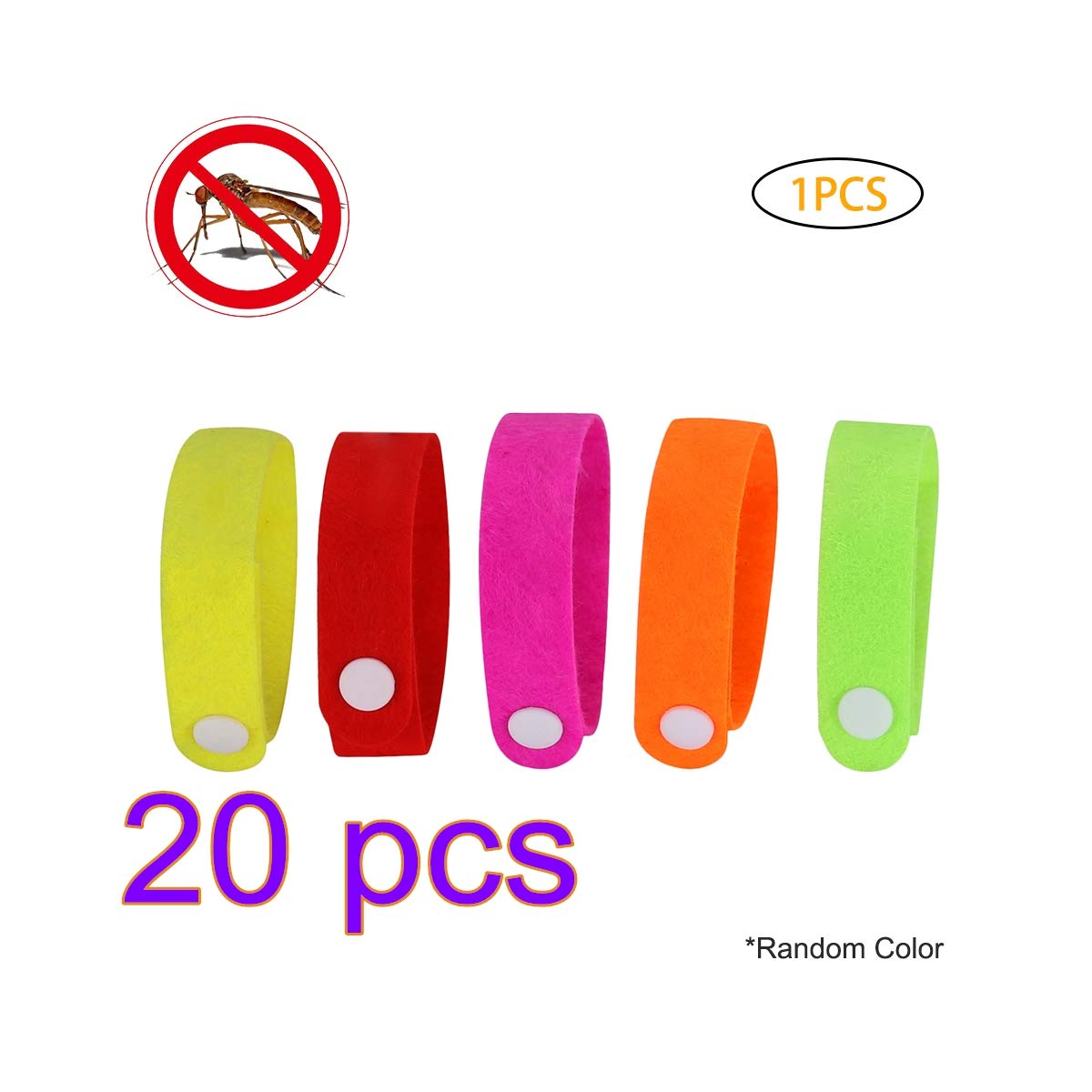 Creamon Non-Woven Mosquito Repellent Bracelet, Mosquito repellent bracelet 20 pcs（random color）