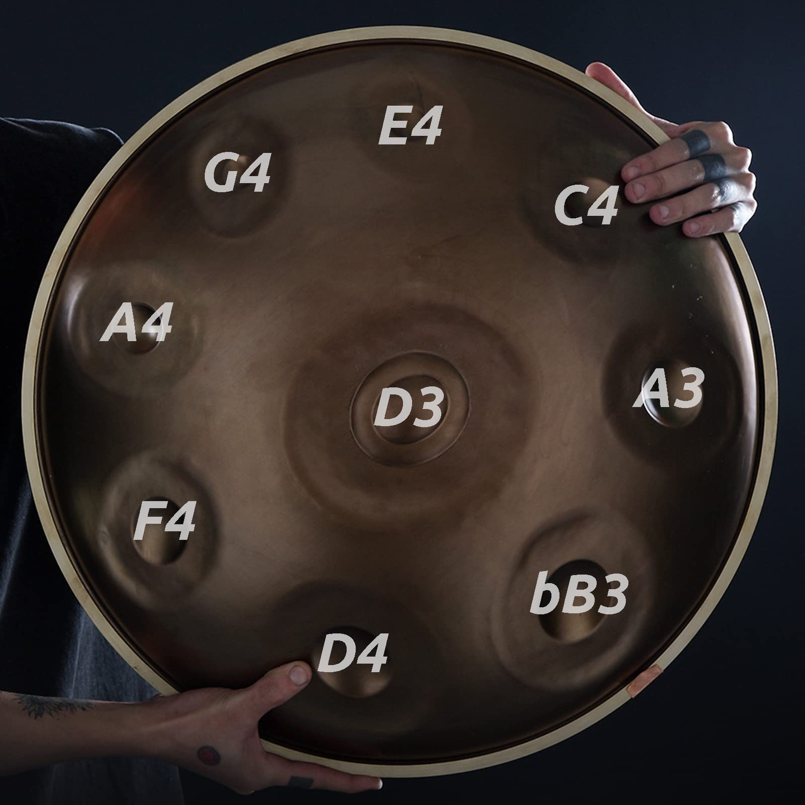 Tamburo per Handpan Harmonic, 9 Note, in Acciaio, 55 Cm, con Morbida Borsa per La Mano, Percussione Armonica per La Guarigione del Suono, Meditazione Personale, Yoga