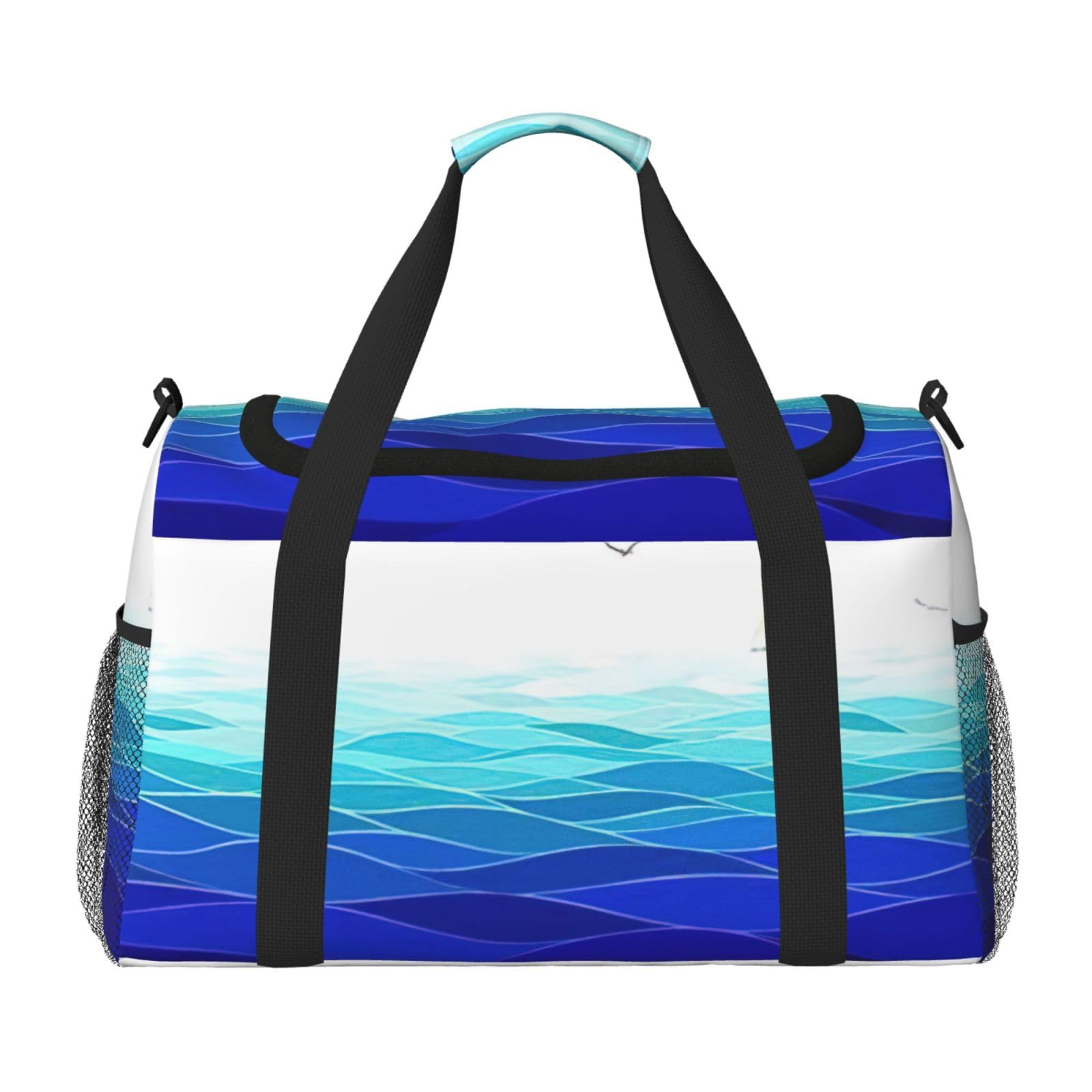 Ocean Waves - Bolsa de viaje marítimo grande plegable impermeable para playa, natación, piscina, deportes, gimnasio