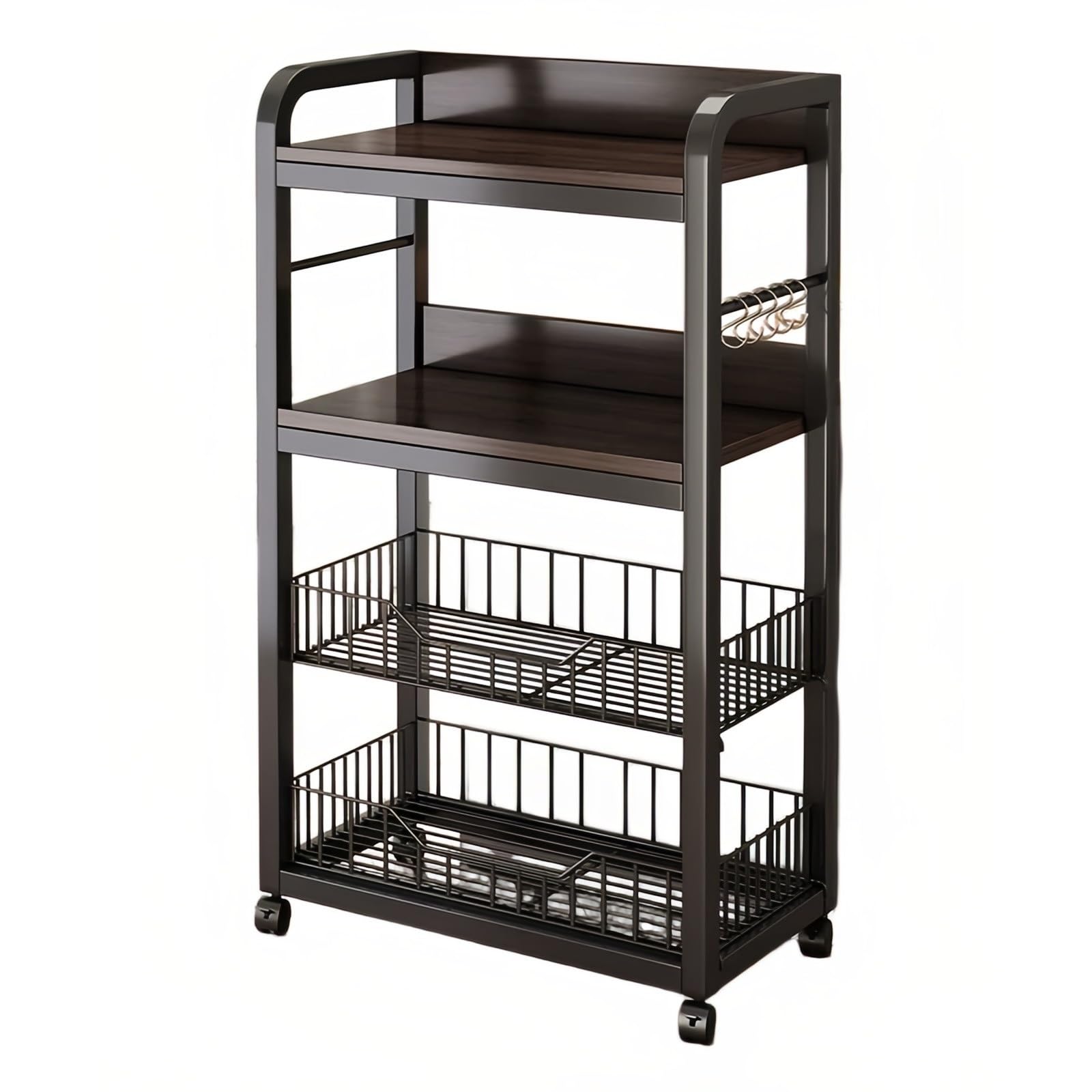 ZYYANSHOP Kitchen Storage Cart Kitchen Utility Cart with Wheels Movable Pot Microwave and Vegetable Storage Shelf(Large)