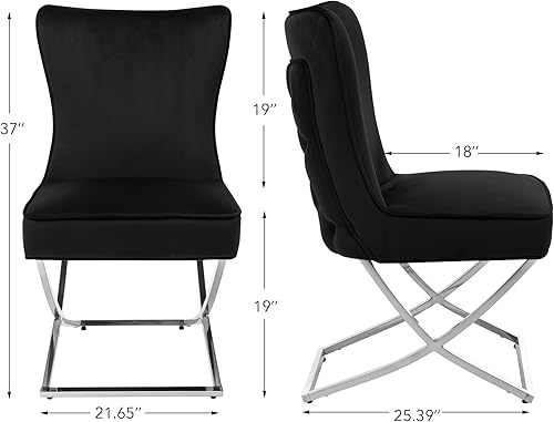 Miniatura 10 de FOREDO Juego de 2 sillas de comedor modernas de terciopelo con patas de acero inoxidable cómodas sillas de comedor tapizadas reales con botones en