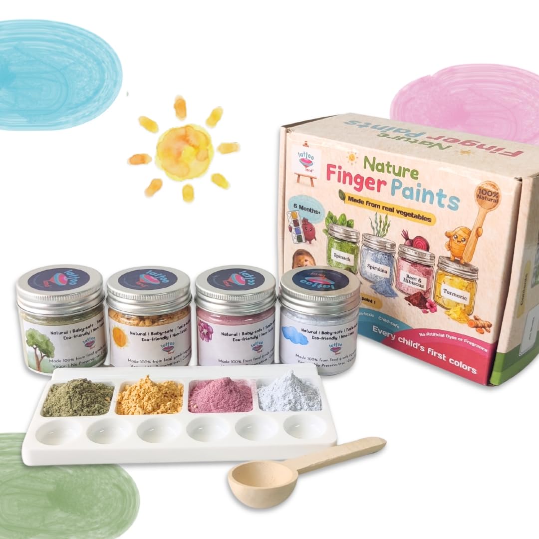 Nature Finger Paints for Babies & Toddlers | 100% Natural Taste-Safe & Non-Toxic Finger Baby-Safe Colour Set | Vegetable Based Child -Safe Paint for Sensory Play, Art & Creative Learning-image-2