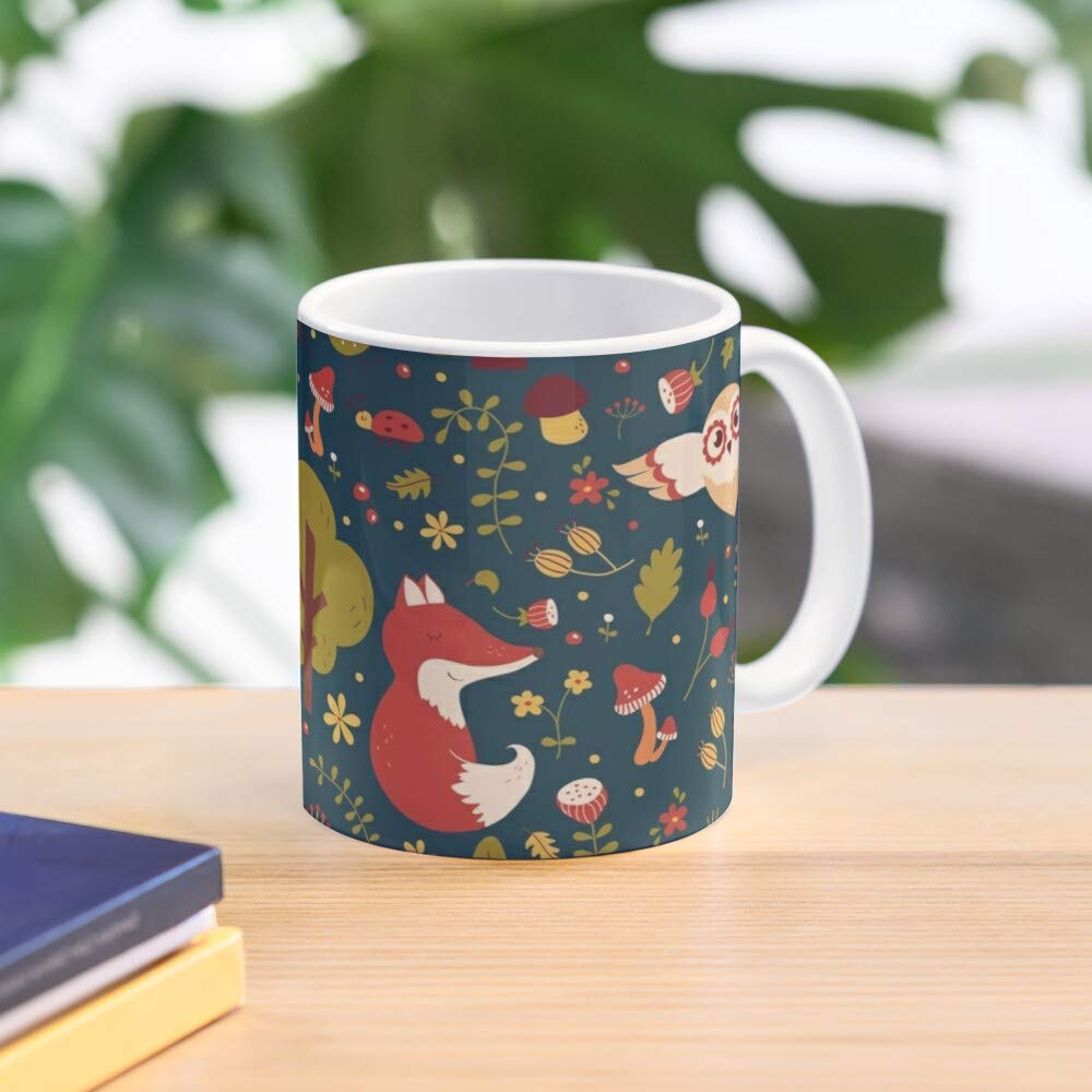 White Coffee Mug 11oz Funny Pattern Mug Dreamy Forest Mug