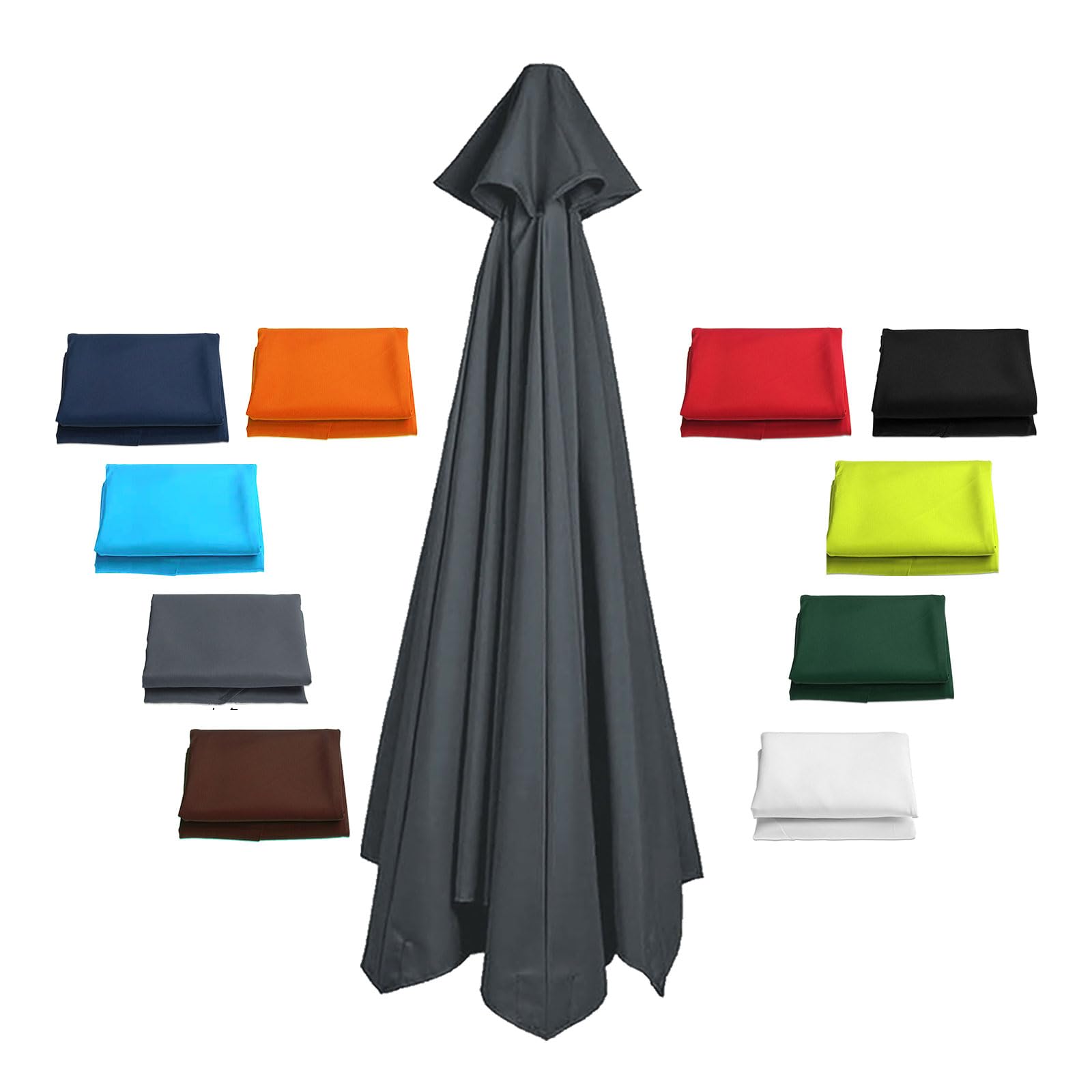 Copertura per Ombrellone In Tessuto Di Ricambio per 3m 3.5m 4m 8 Braccia Telo Per Ombrellone Impermeabile e resistente ai raggi UV Grigio 8 costole - 350 cm