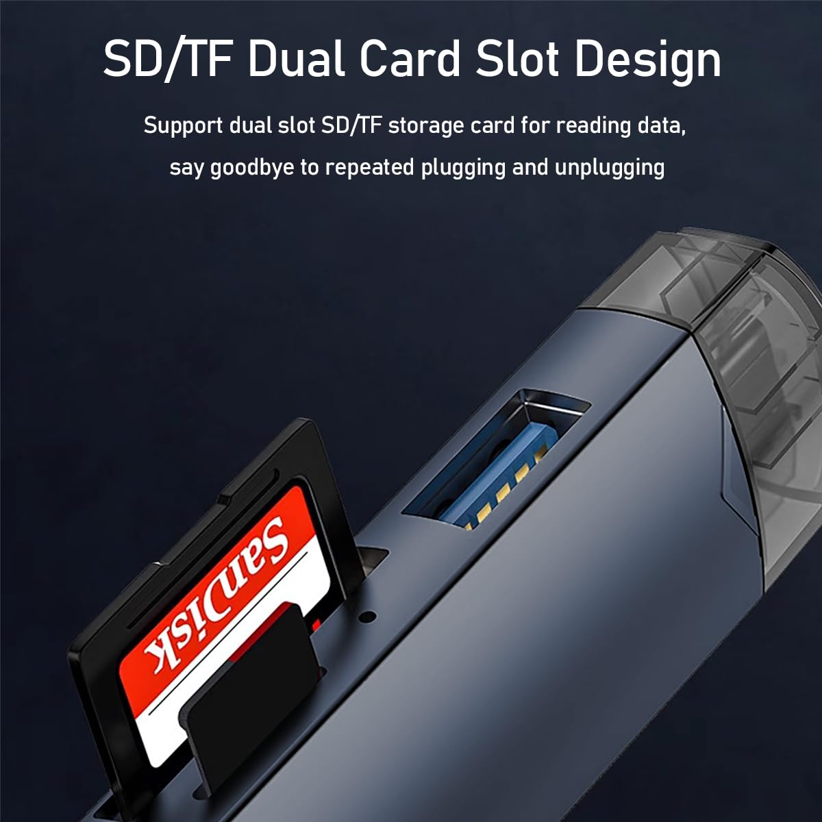 Lettore di schede SD, adattatore 3-in-1 Hi-Speed USB C e USB 2.0 Micro SD Card Reader OTG per MMC/TF/SDXC/SDHC/Micro SDXC, compatibile con iPhone 16 Pro Max/16/15 telefoni cellulari, computer, ecc.