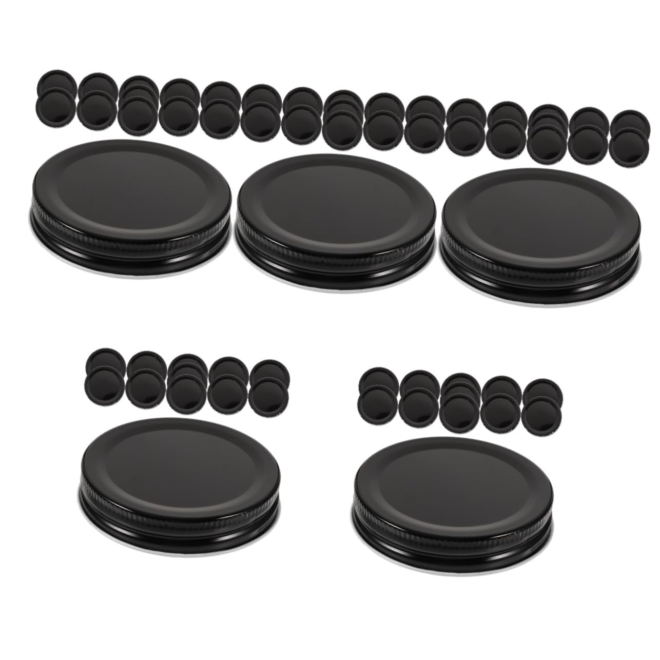 Ciieeo 60 Pièces Couvercle de pot couvercle intégré à bouche standard de 70 mm couvercle de pot scellé (bouche standard de 70 mm noir) 36 pièces housse de rangement housse rangement