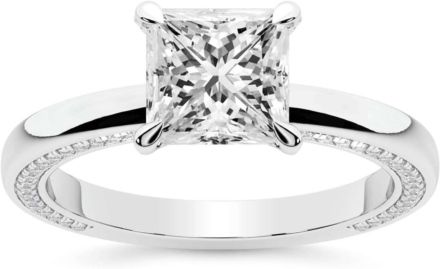 FRIENDLY DIAMONDS Lab Grown Diamond Ring For Women IGI Certified | 1-5 Carat Edith Diamond Studded Petite Solitaire Diamond Ring | 14K Or 18K White, Yellow Or Rose Gold | FG-VS Qualit
