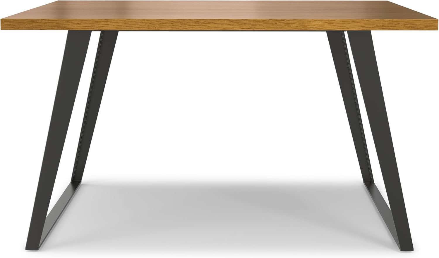 SIMPLIHOME Lowry Dining Table - 54 inch Wide Solid Wood Oak Veneer Square Table, Modern Industrial Style for Dining Room with Angled Graphite Grey Powder-Coated Iron Legs and Thick Top, Seats 8
