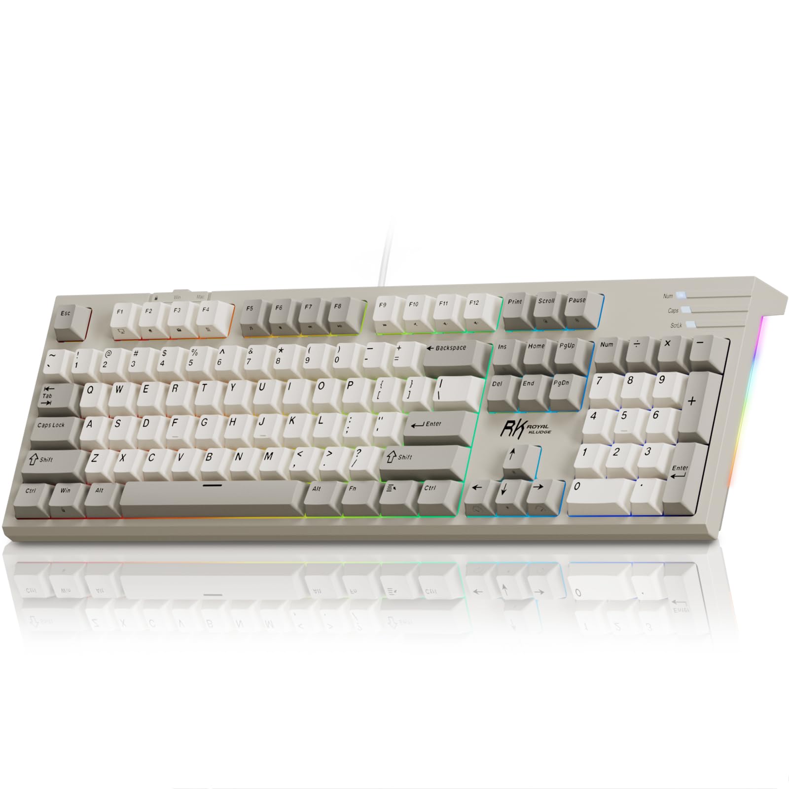 R104 Wired Mechanical Keyboard, Full-Size 104 Keys, Gasket Mount | Double-Shot PBT Keycaps with Number Pad, Hot-Swappable Creamy Switch, Custom RGB Backlit for Windows/macOS-picture-25