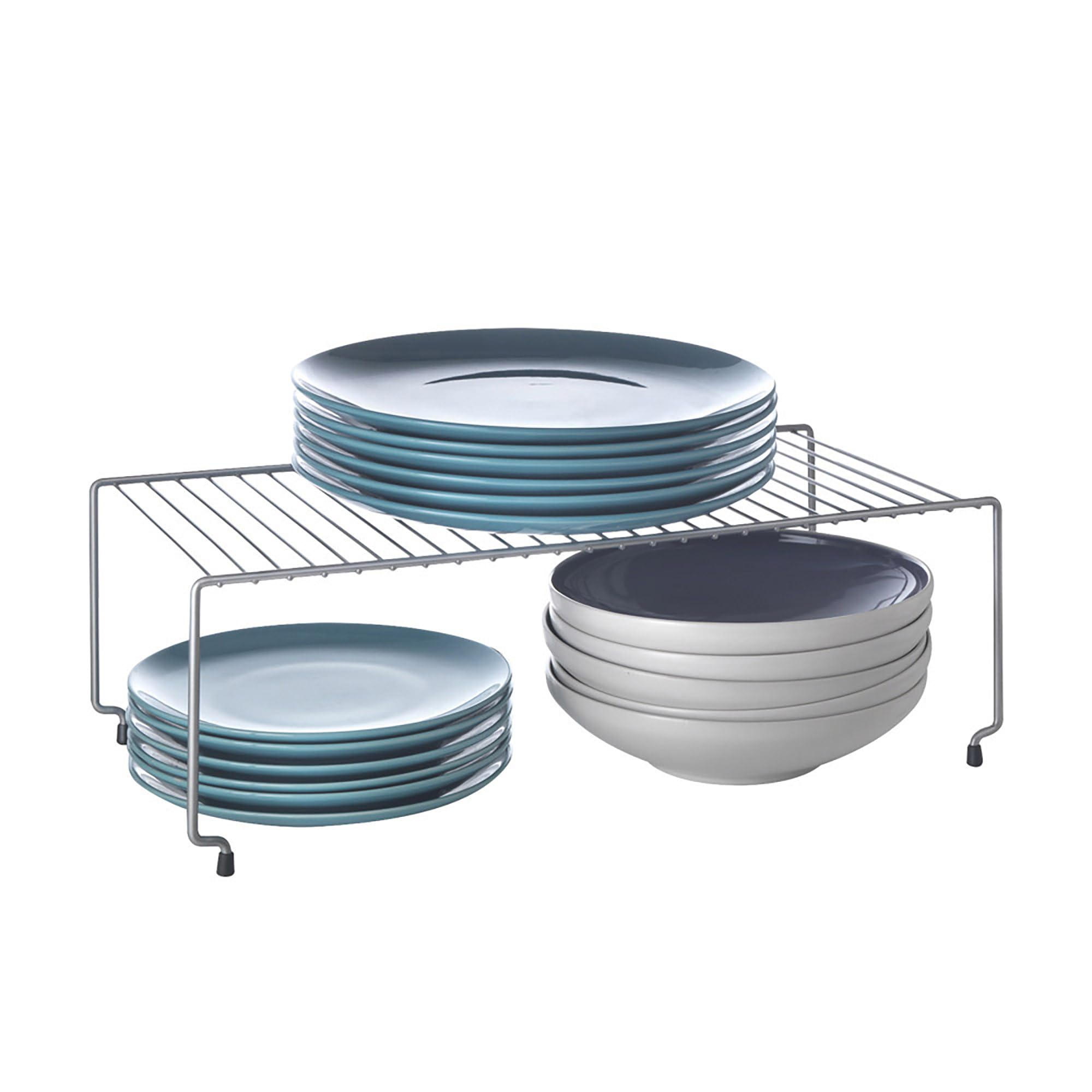 Metaltex Brooklyn Stackable Shelf - Multipurpose, Space-saving Organiser for Kitchen Cupboards, Plates, Saucers and Bowls - Touch-Therm Lava, 47 x 23 x 15 Centimetres