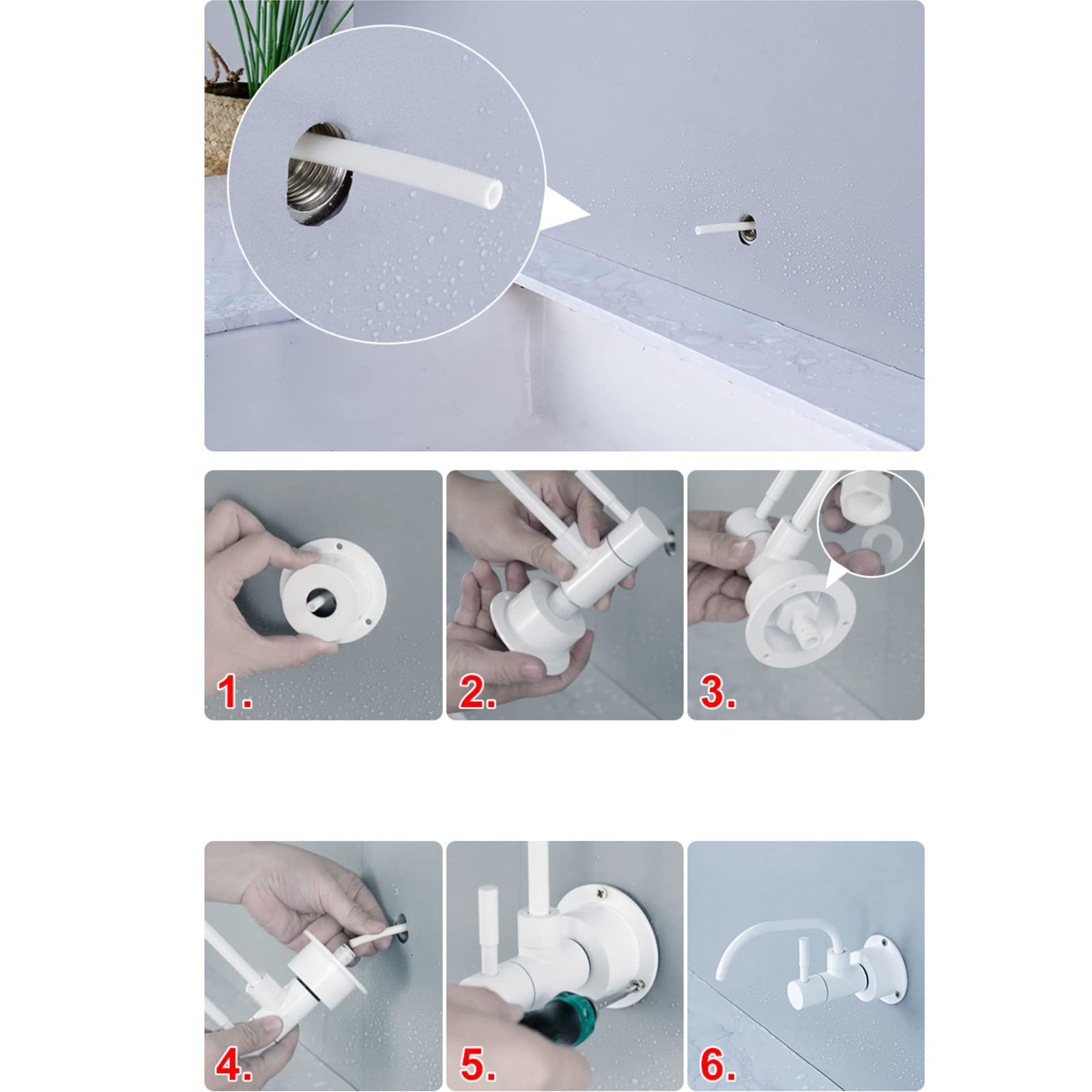 Grifo con Filtro De Agua para Cocina, Grifo para Agua Potable con Palanca Única De 360°, Grifos De Ósmosis Inversa Montados En La Pared para Fregadero De Cocina, Blanco C