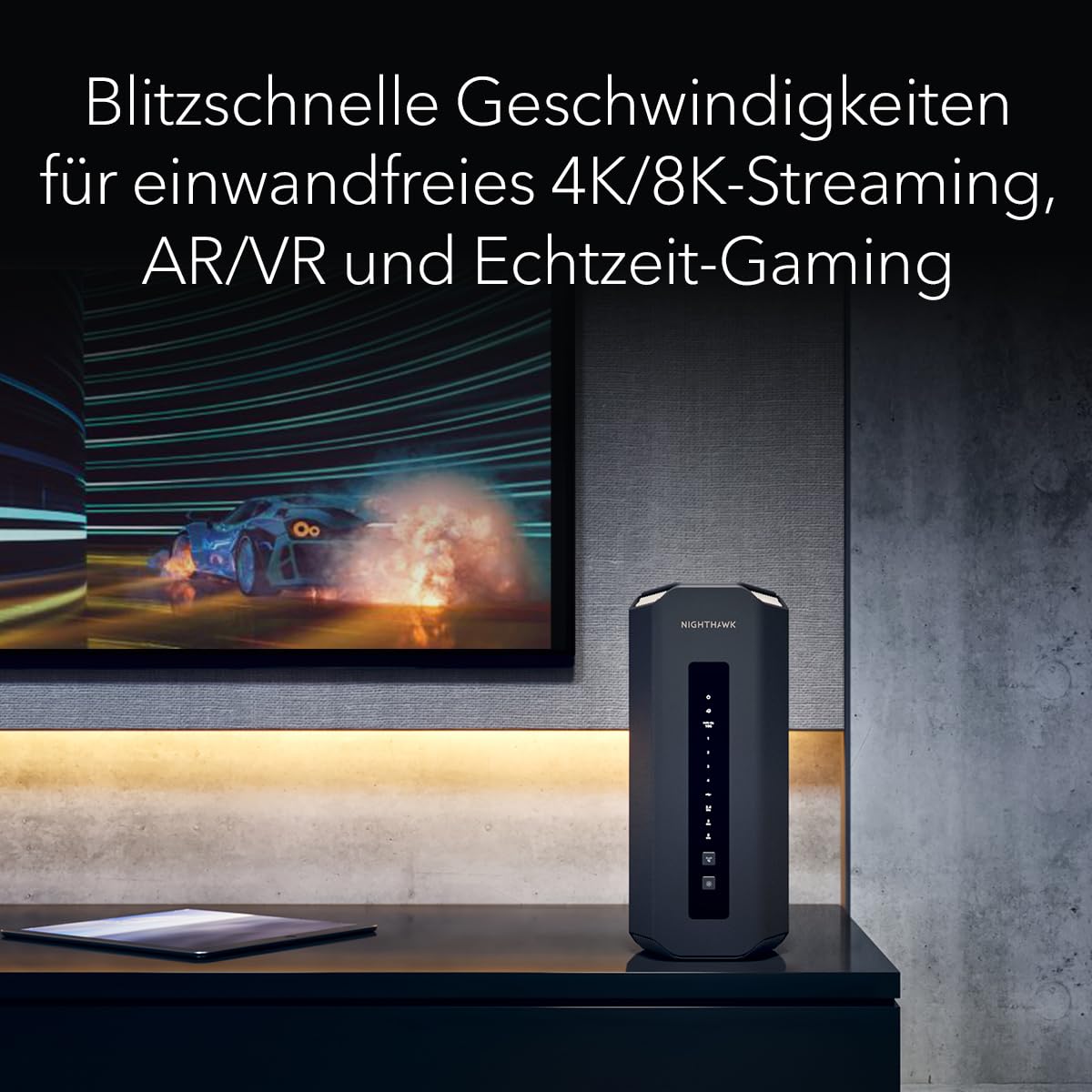 NETGEAR Nighthawk Tri-Band-WiFi-7-Router (RS700S) – Sicherheitsfunktionen, BE19000 WLAN-Geschwindigkeit (bis zu 19 Gbit/s) – 10-Gig-Internetanschluss – bis 275 m2, 200 Geräte – 1 Jahr Armor inklusive
