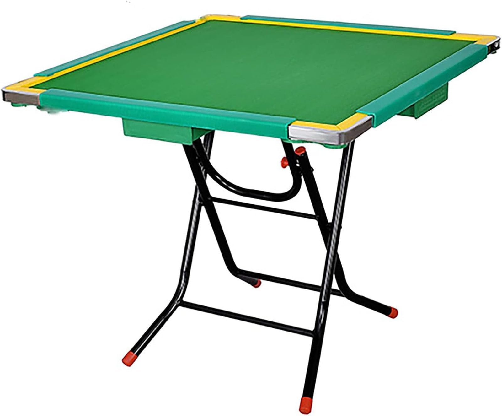 Table de Mahjong carrée la Maison, Table de Jeu Pliante 4 Joueurs avec Surface en Feutre Vert, Acier Inoxydable, 89 cm (35 Pouces), Le Poker, Les Dominos et Plus Encore.