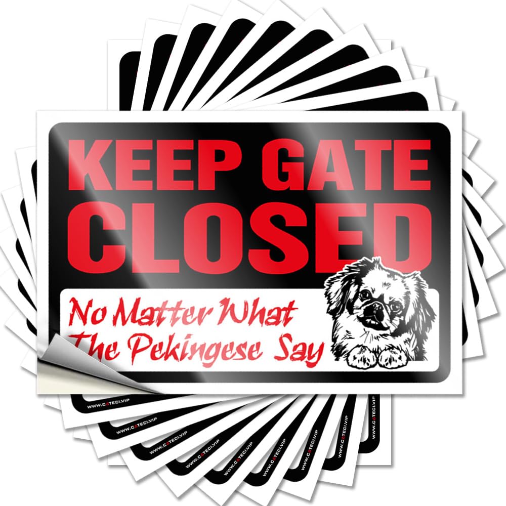 Retro Decor Sticker - Glitter Motorcycle Accessory Keep Gate Closed No Matter What The Pekingese Say(8X12CM)