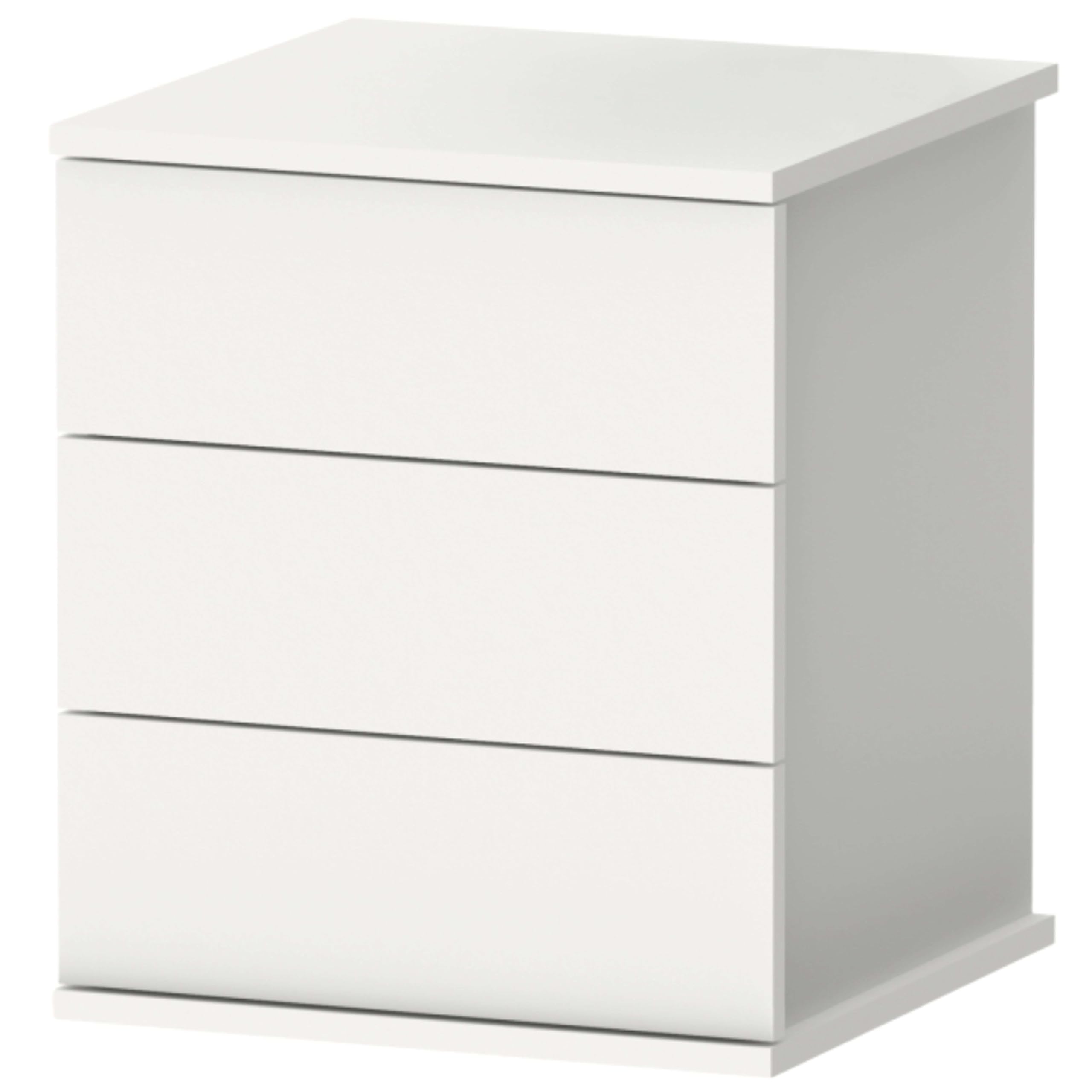 Muebles Pitarch | Comodino 3 Cassetti con Guide Metalliche, Bianco, 48,5x41x40 cm (altezza x larghezza x profondità), Piccola Cassettiera, Moderna, Modello Dana