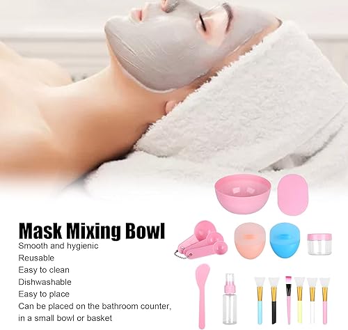 Miniatura 9 de Juego de cuencos para mezclar mascarillas faciales, kit de herramientas de mezcla de mascarillas con máscara facial, cuenco, espátula, cepillo de