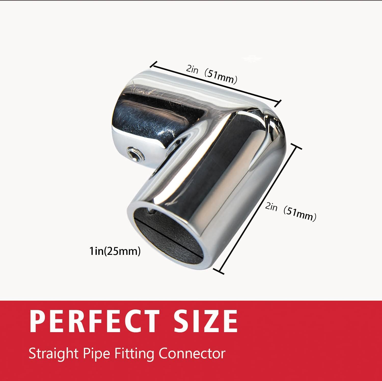 2-Way Pipe Fitting Elbows, Prefdo 2PCS 1 Inch 90 Degree Corner Elbow Pipe Connectors, 316 Stainless Steel Boat Hand Rail Fitting, Marine Hardware Connector Spare Part(1Inch/25mm)