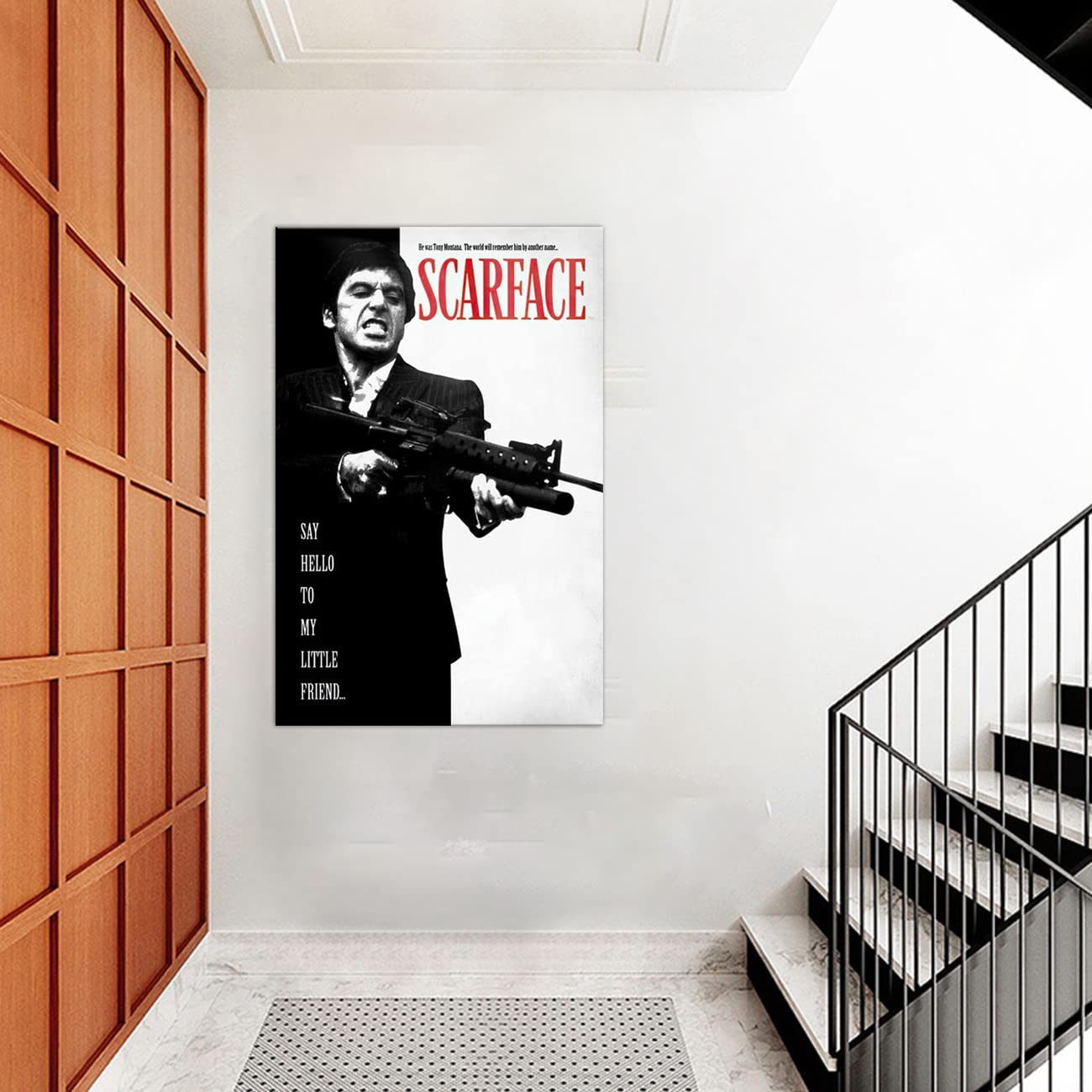 ZHONGYUTONG Scarface Poster Scarface Film Leinwand Kunstdruck al Pacino Tony Montana Porträt Bild Gemälde für Schlafzimmer Wohnzimmer Heimdekoration (Gerahmt, 40x60cm)