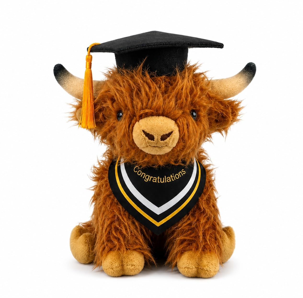 GADITIEK Graduation Gifts 2026 Highland Cow Plush – 25CM Large Graduation Bear Alternative, Soft Keepsake with Cap & Gown, Graduation Gift for Her Him, Unique Graduation Present