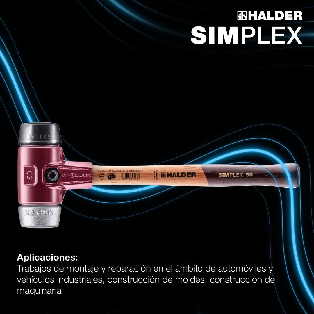 Halder 3029080 – Maza con mango de madera de alta calidad, multicolor, 80 mm