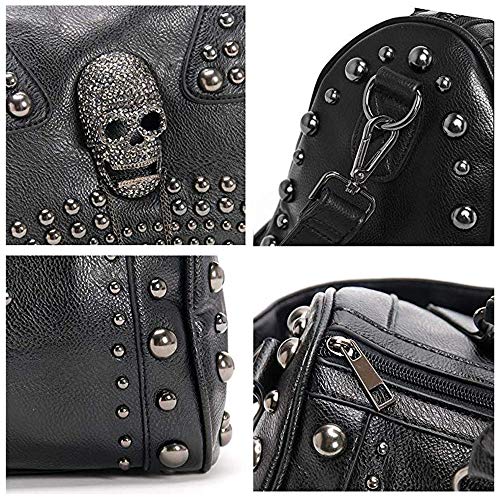 Bolso escolar gótico de mujer con calavera y tachuelas miniatura 5