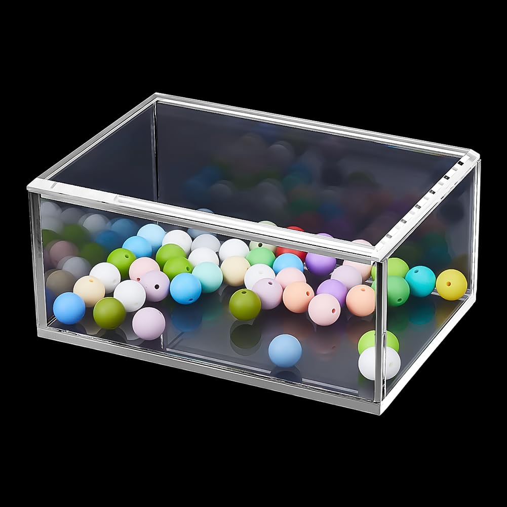 PH PandaHall Rechteckige Schmuckschatulle Aus Acryl Durchsichtige Acrylbox Mit Deckel Durchsichtiger Aufbewahrungsbehälter Schmuck Organizer Für Perlen Bastelarbeiten Büro Heimdekoration 17.5x12x8cm