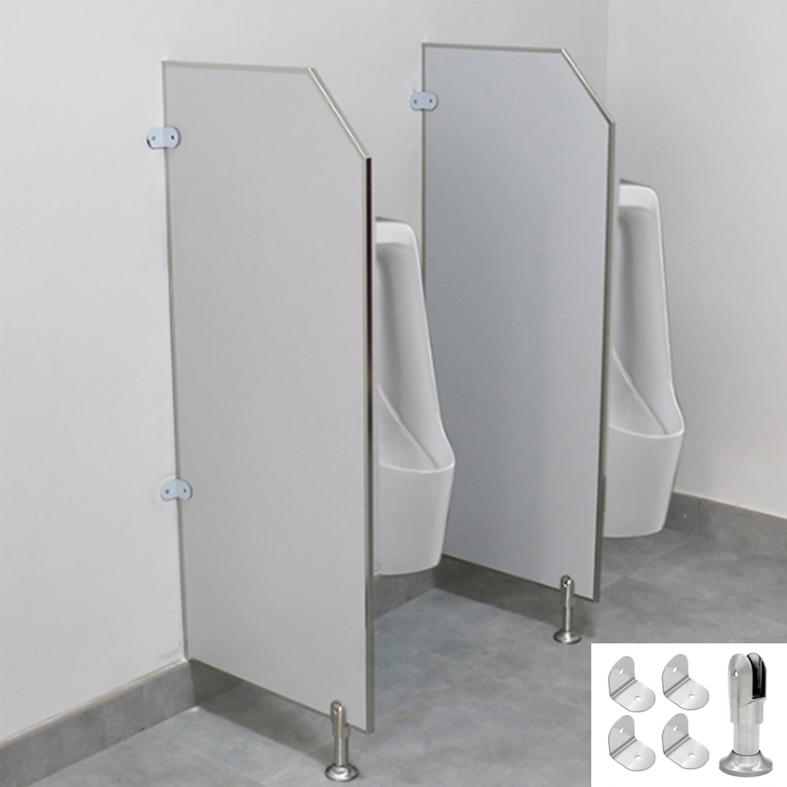 BKSXSOP Commercial Men's Urinal Partitions Floor-Mounted Privacy Screen with Stainless Steel Fittings, Suitable for Schools & Restaurants 3PCS