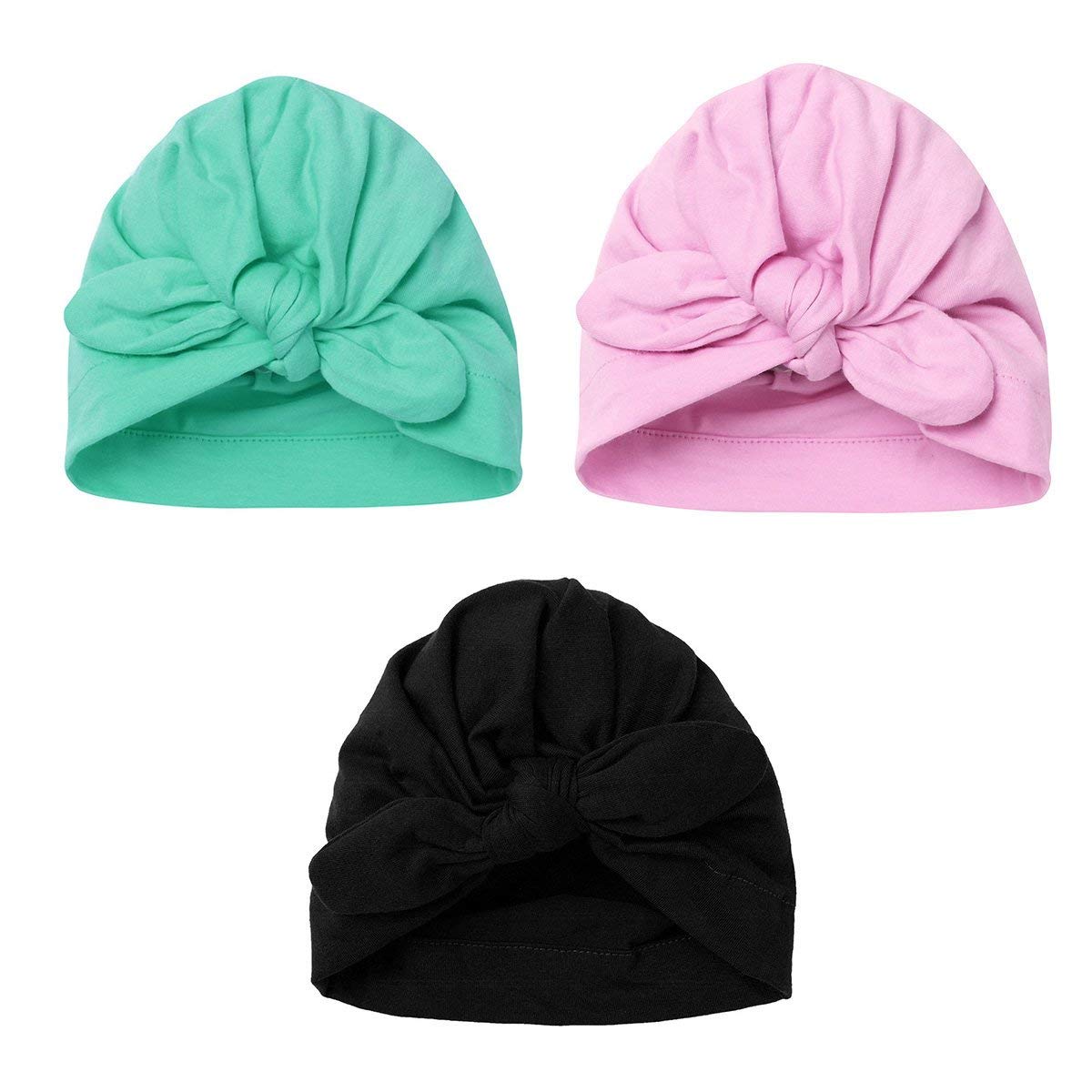 Säuglingsbaby Beanie Knoten Donut Hut Neugeborene Jungen Mädchen Baumwolle Weiche Turban Bogen Kaninchenohren Mütze Krankenhaus Kopf Wrap (Color : K Big Ears, Size : One Size)